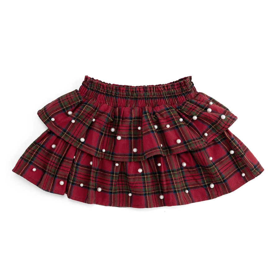 Sweet Wink Skirt - Christmas Tartan Pearl
