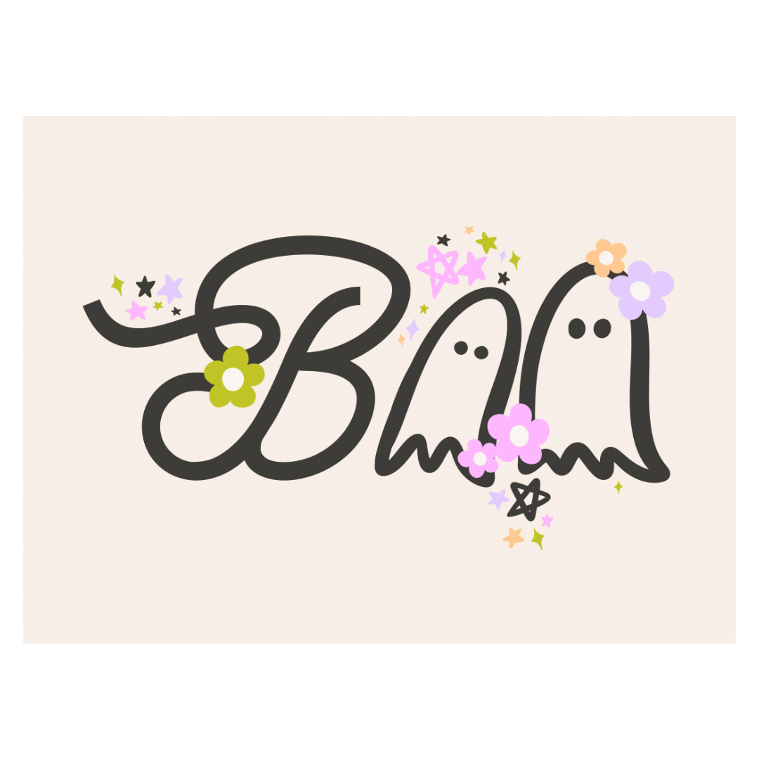 Boho Floral Boo Banner 36 X 26"