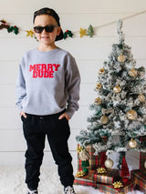 Merry Dude Patch Christmas Sweatshirt - Gray