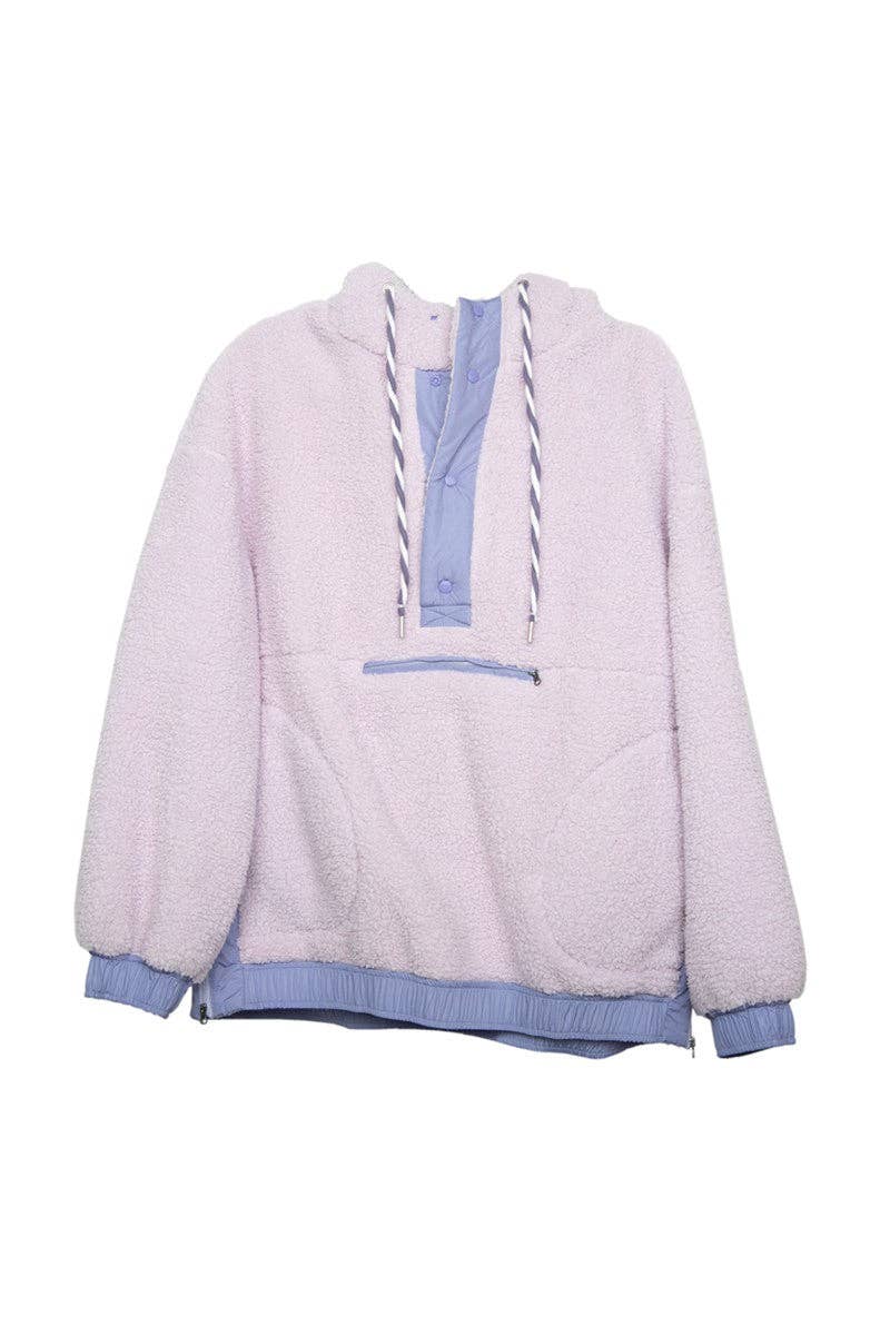 Light Purple Wholesale Two-Toned Sherpa Pullover: Light Purple / S