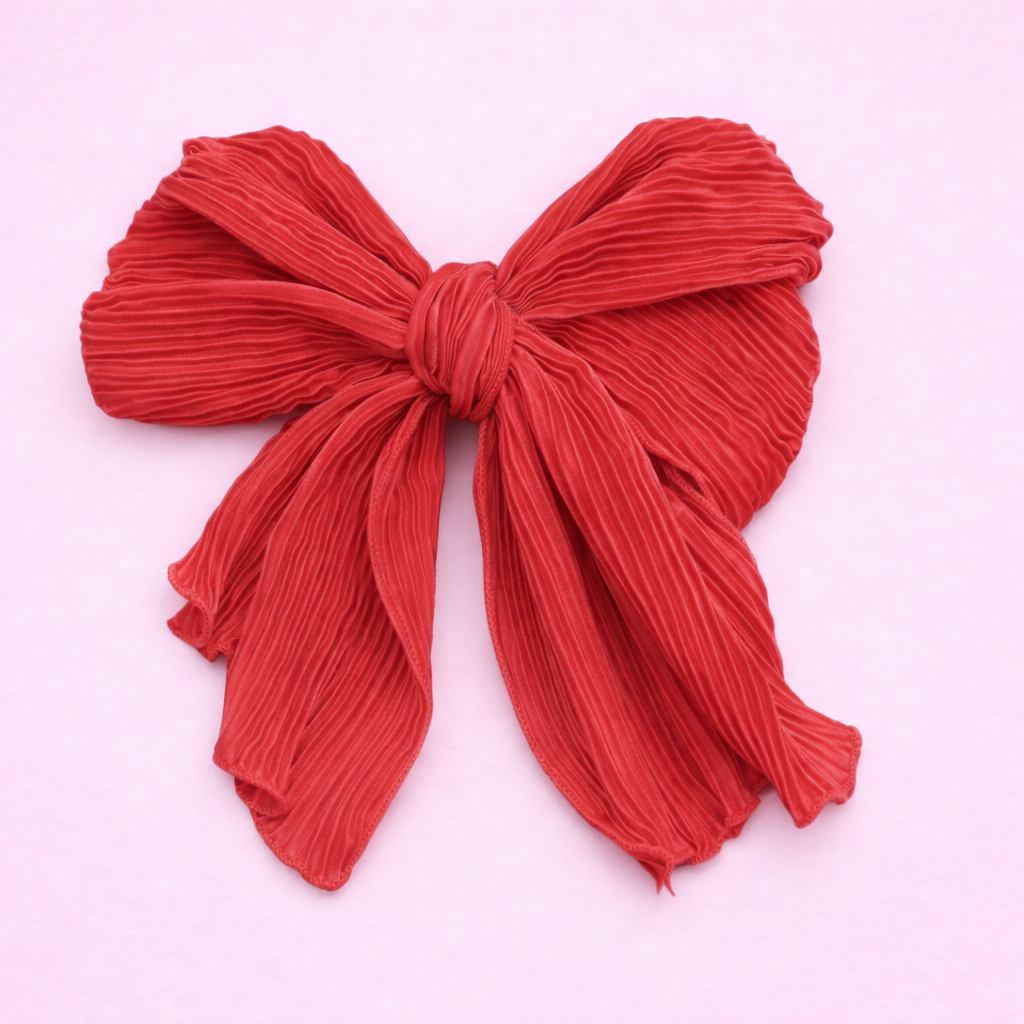 Red | Plisse Statement Bow