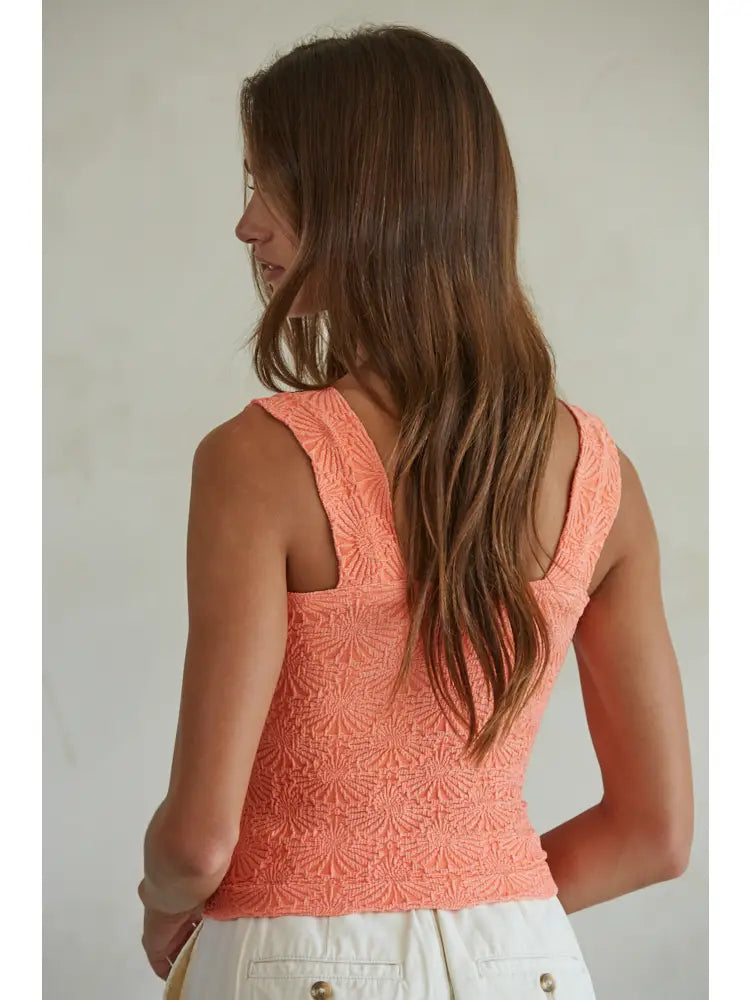 Seamless Jacquard Tank Top - Coral