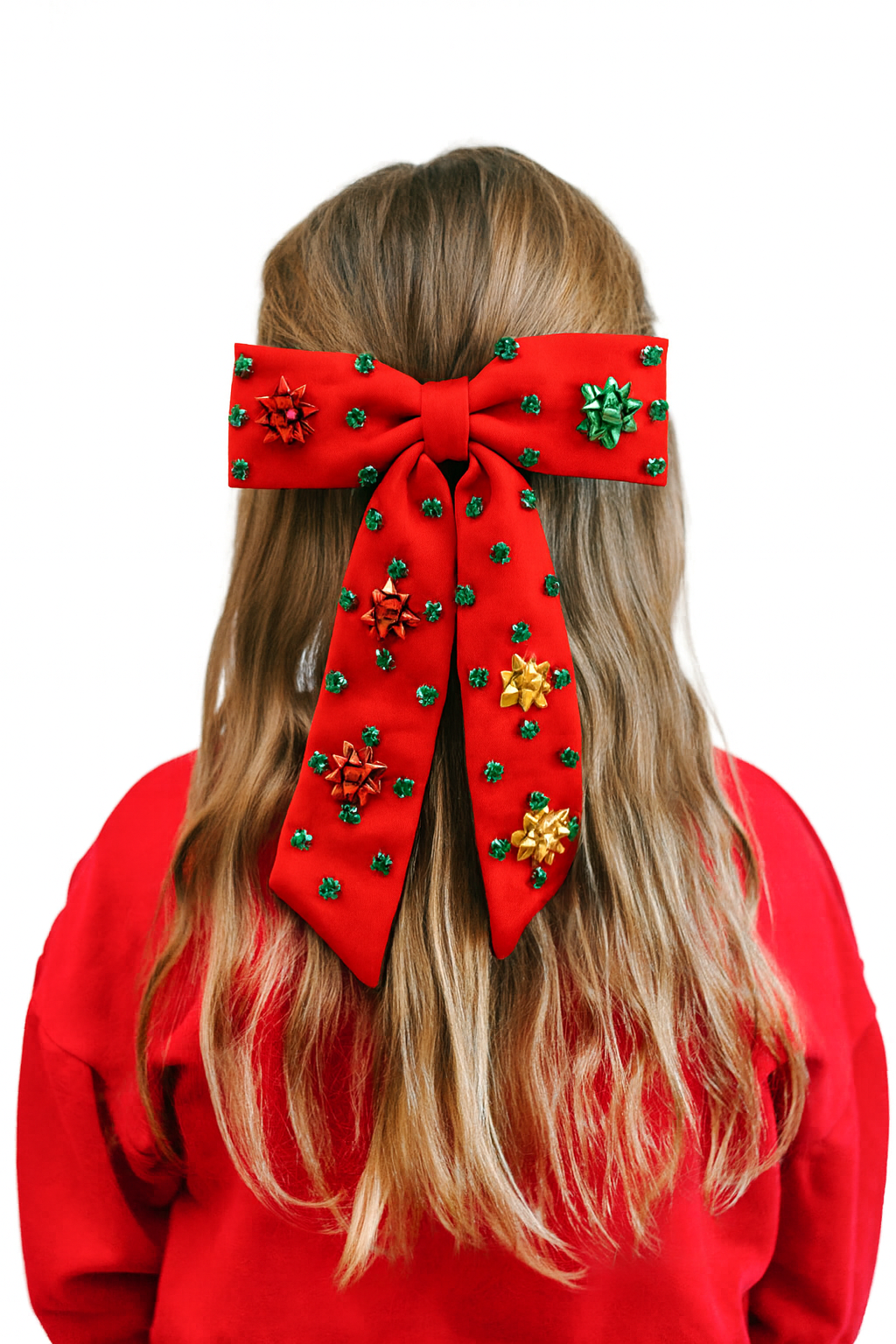 Beaded Hair Bow - Yuletide Shine