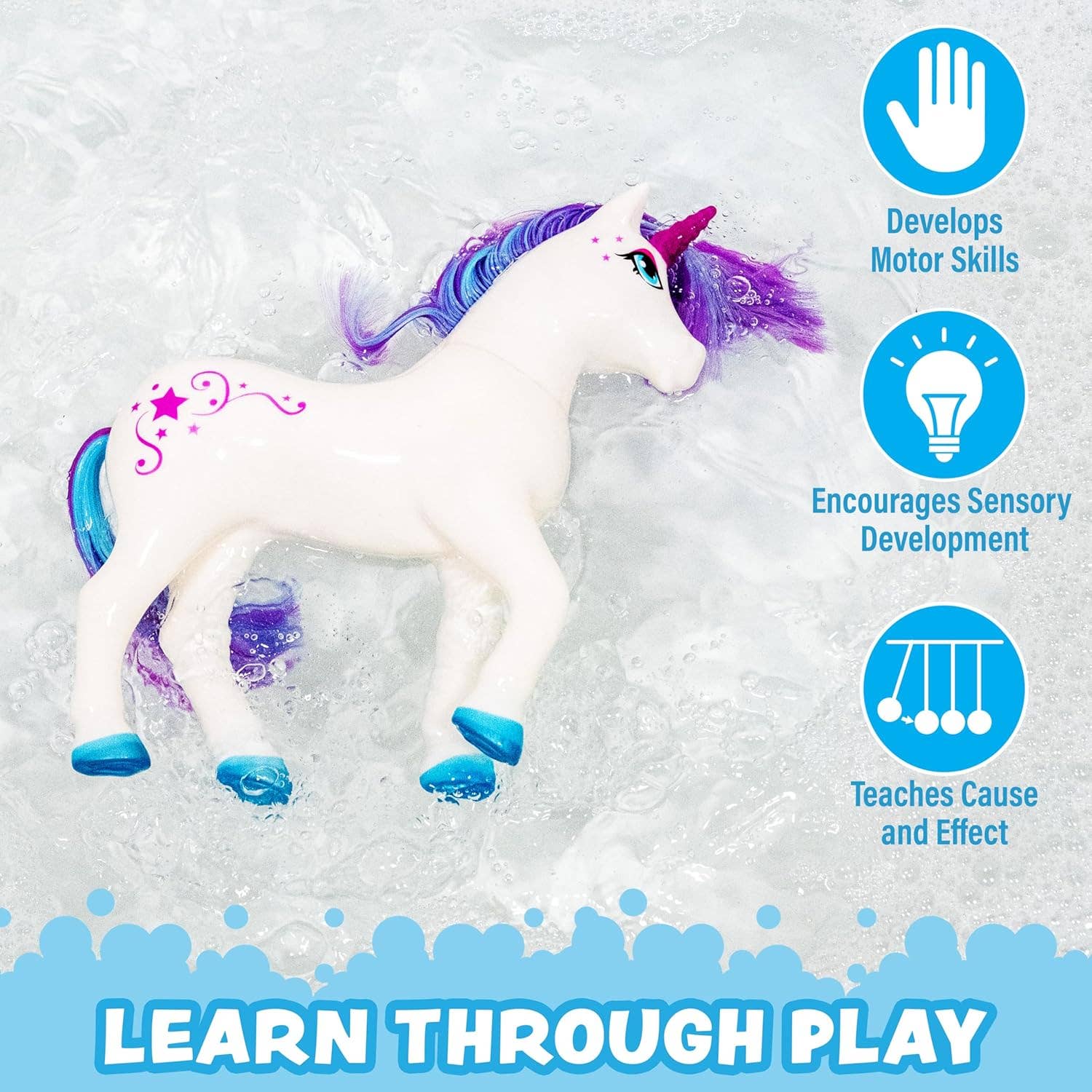 Tub Works® Mystic Color Unicorn™ | Color Changing Bath Toy for Kids & Toddlers