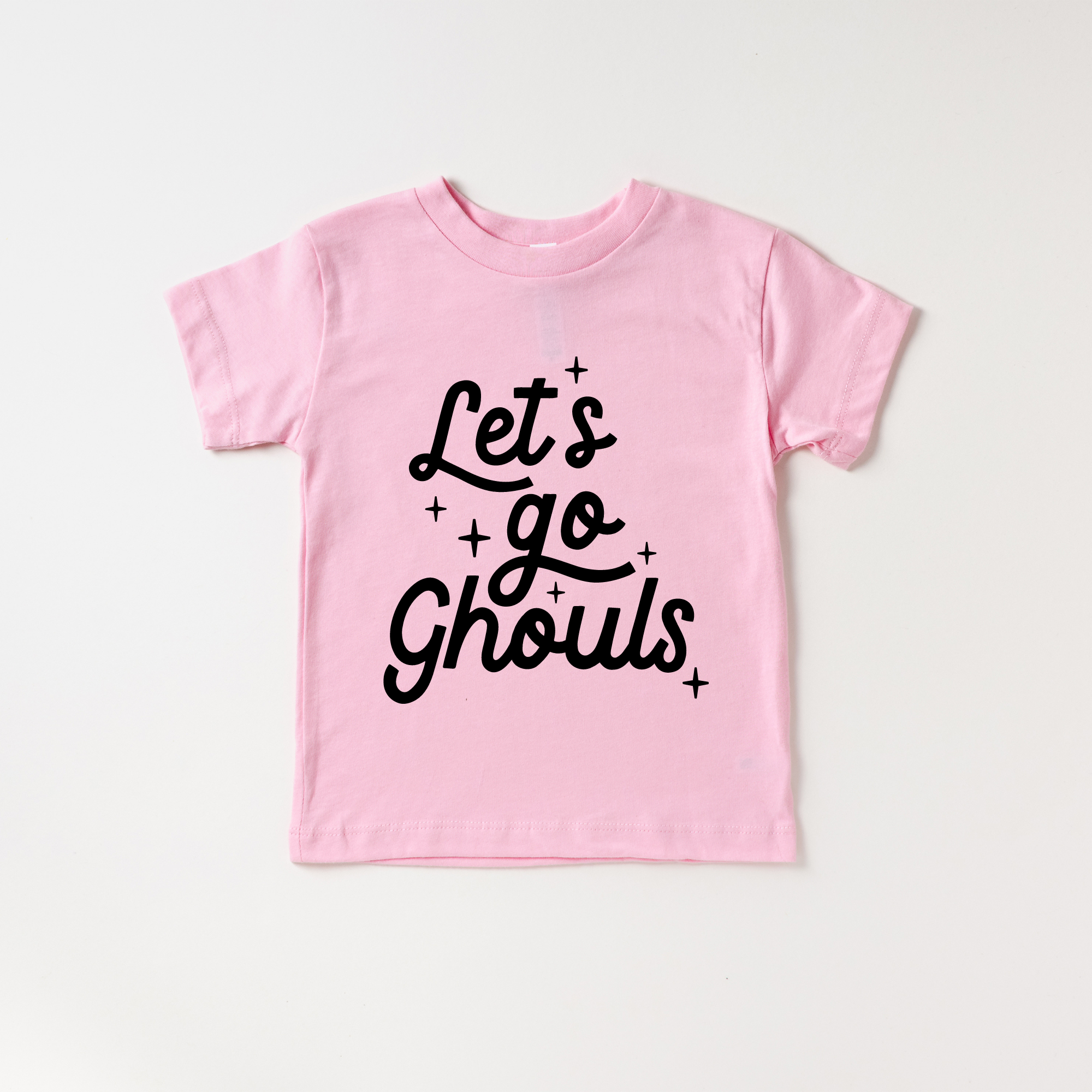 Let's go Ghouls Halloween Toddler and Youth Shirt: Peach / Black / 2T