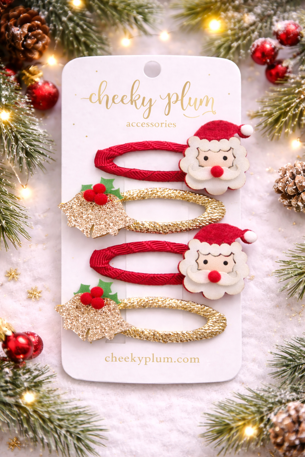 Santa Sparkle Hair Clips
