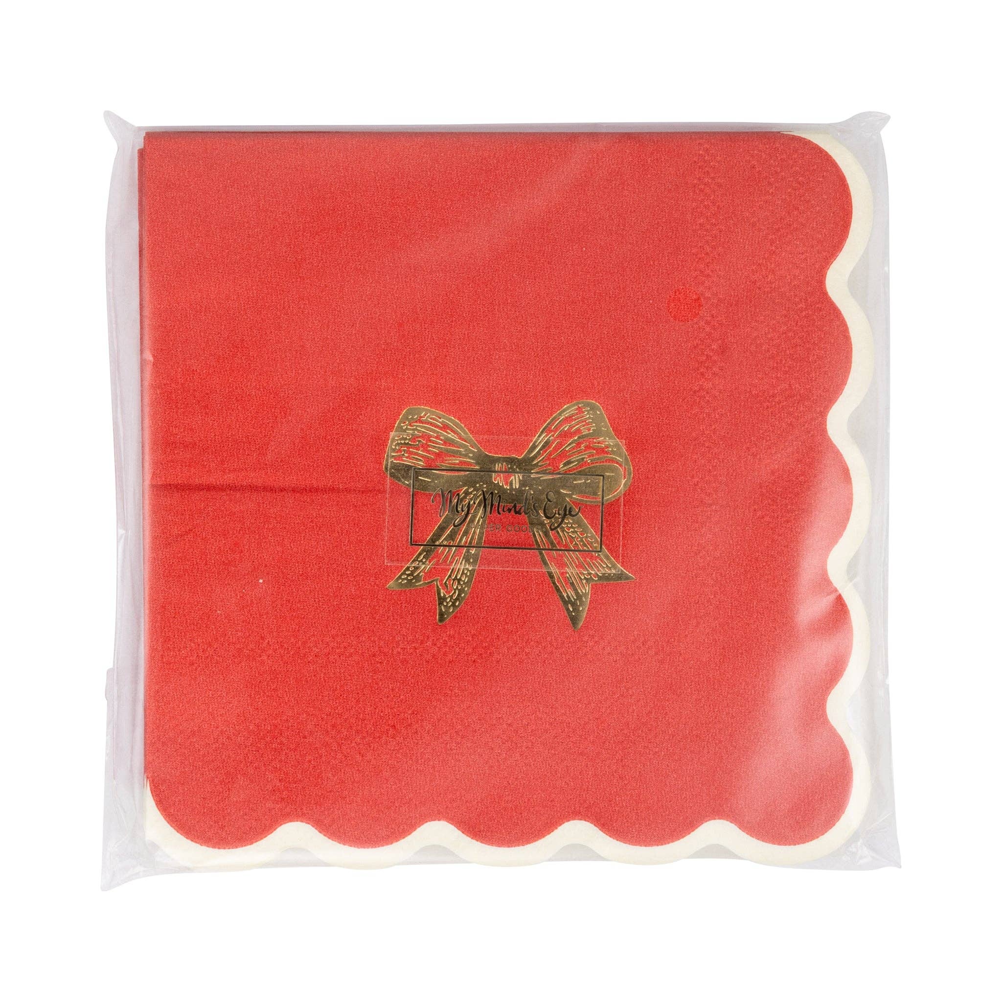 Red/Gold Bow Cocktail Napkin 18 PK