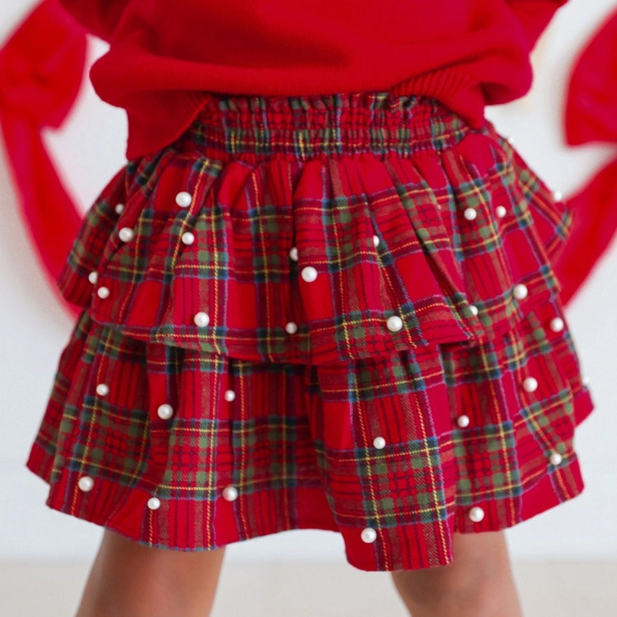 Sweet Wink Skirt - Christmas Tartan Pearl