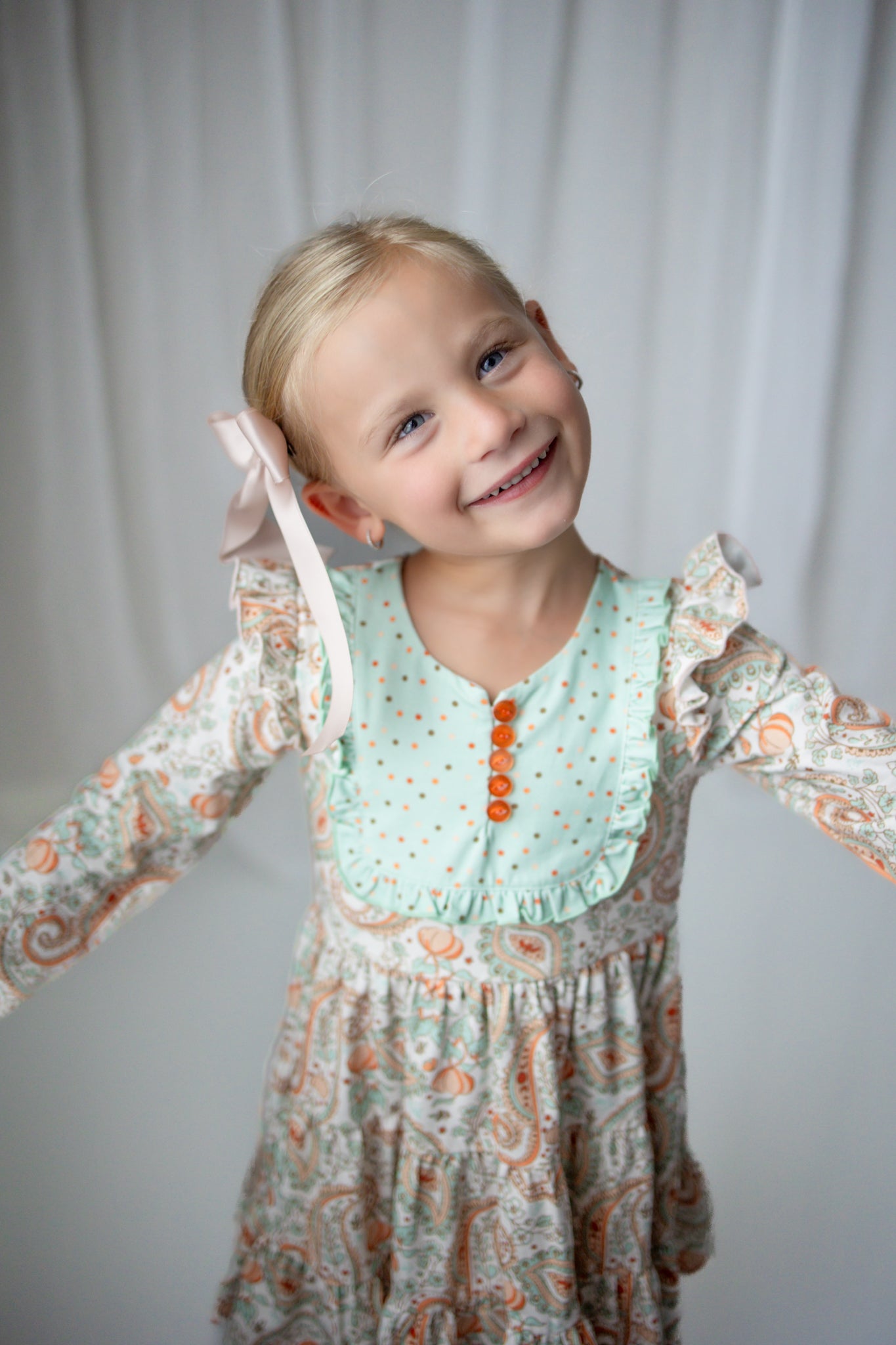 Annistyn Bib Dress -Paisley Pumpkin Delight