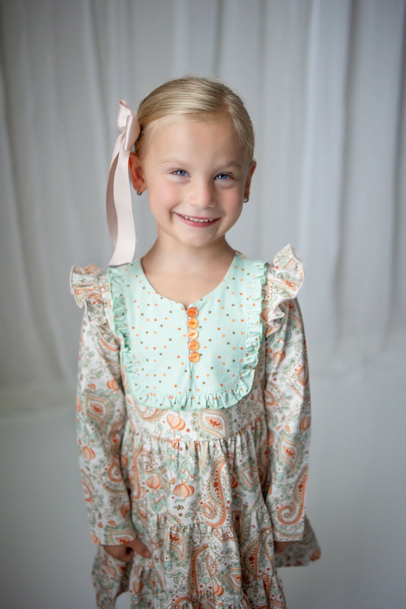 Annistyn Bib Dress -Paisley Pumpkin Delight