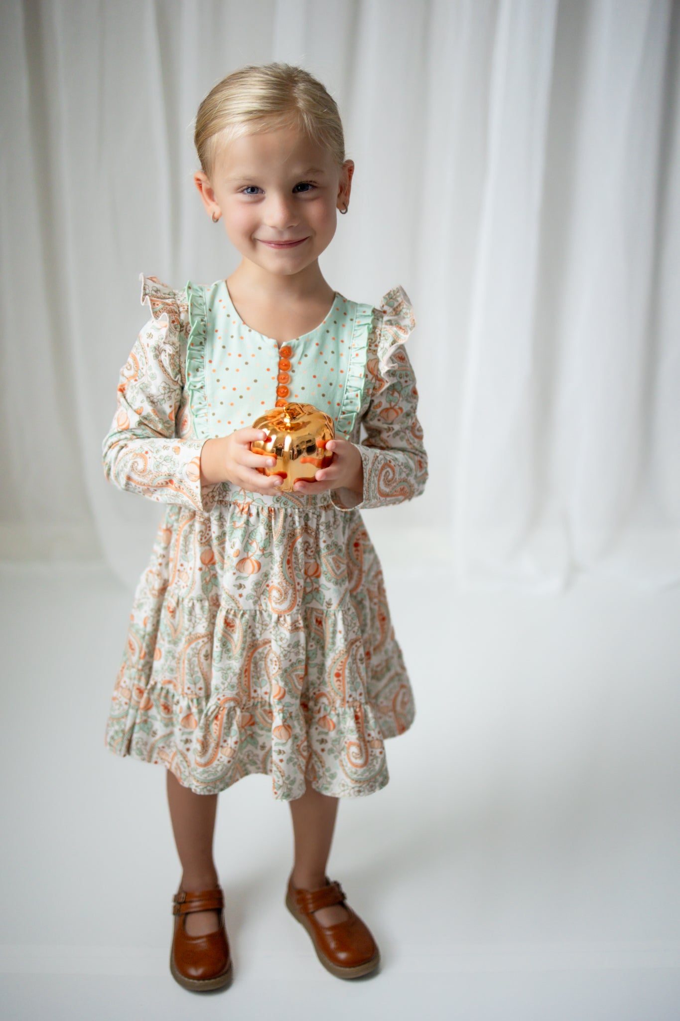 Annistyn Bib Dress -Paisley Pumpkin Delight