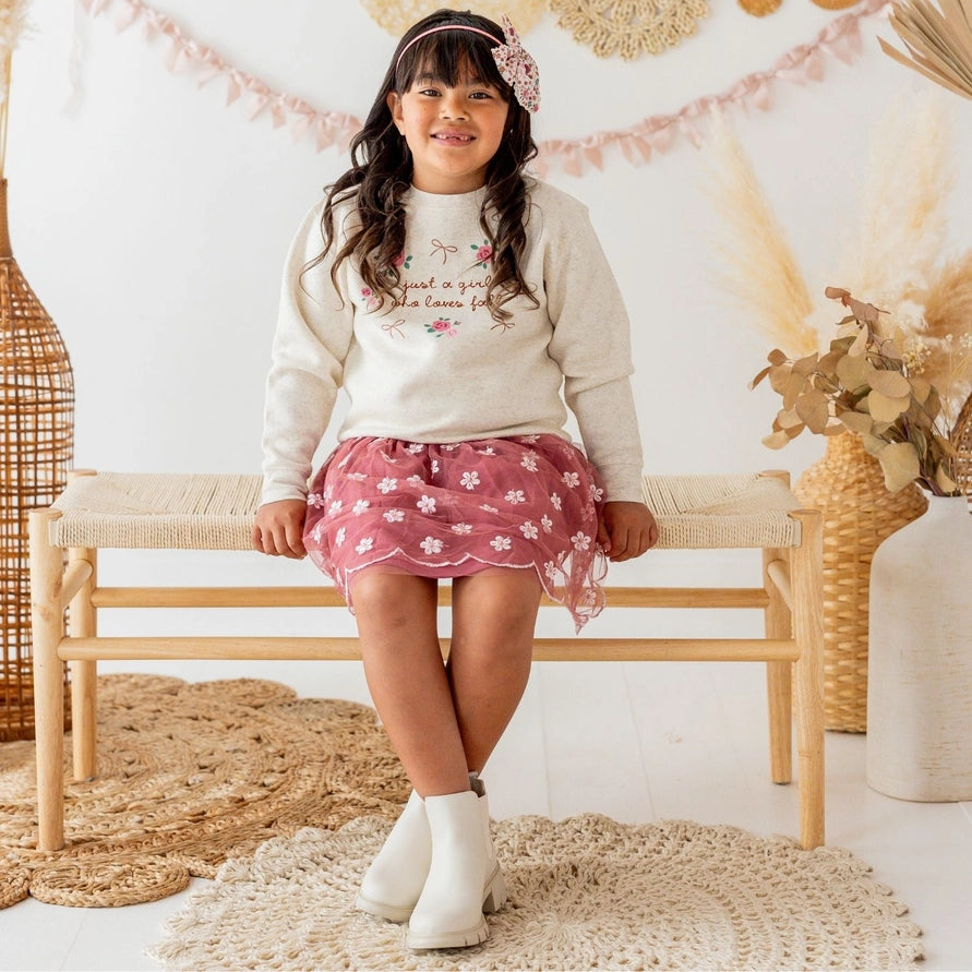 Sweet Wink Berry Floral Embroidered Tutu