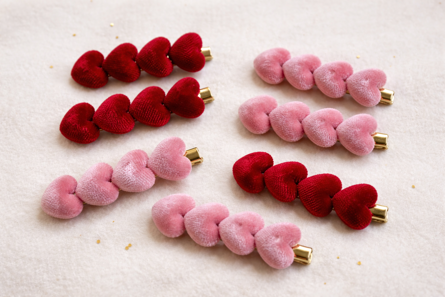 Hair Clip Set - Velvet Hearts (Multiple Colors)