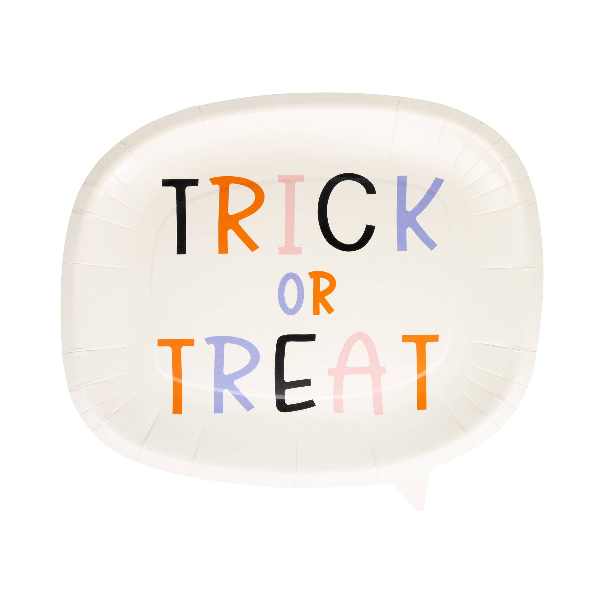 Trick or Treat Word Bubble Shaped Paper Plate - 8 PK