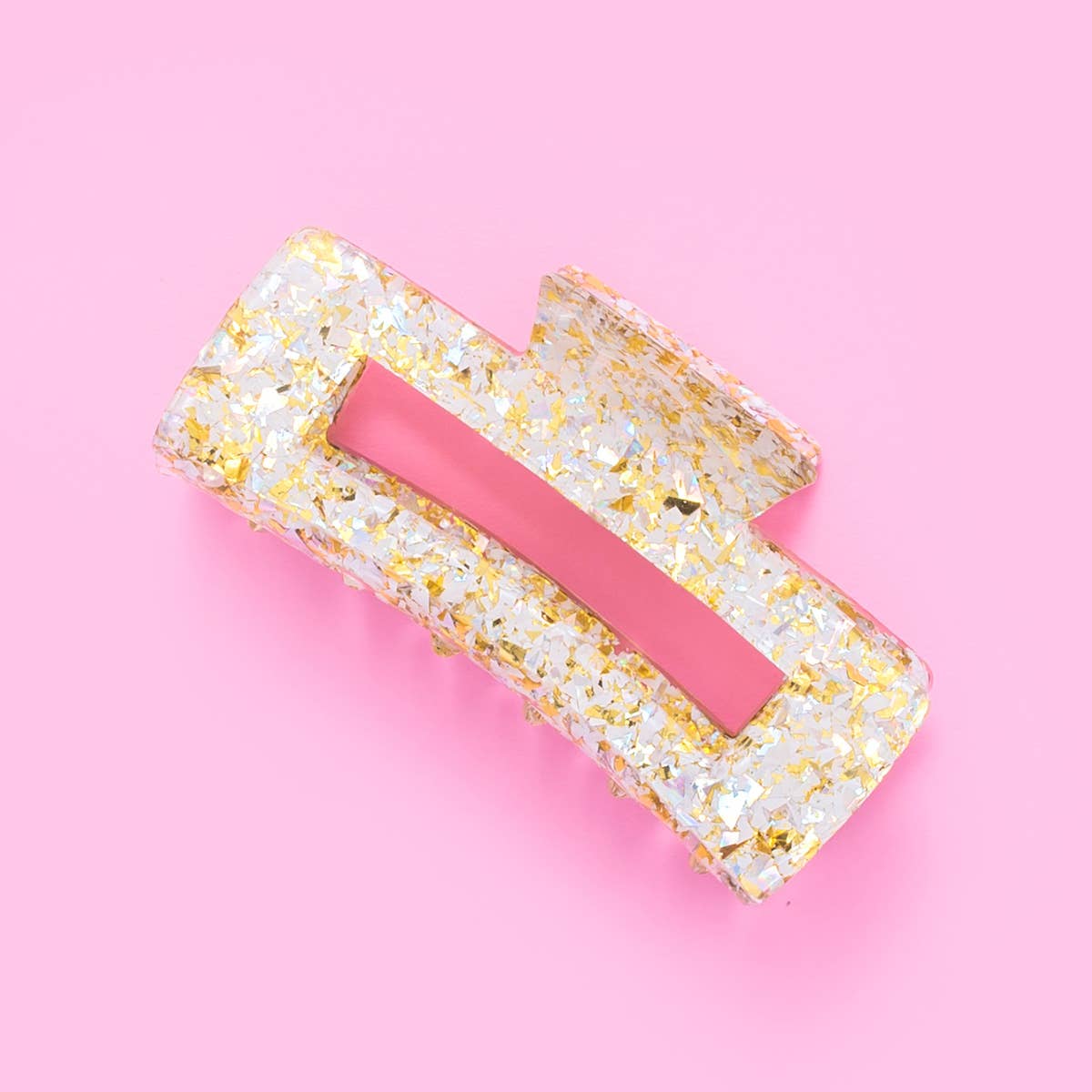 Claw Hair Clip - Pearl + Gold Confetti