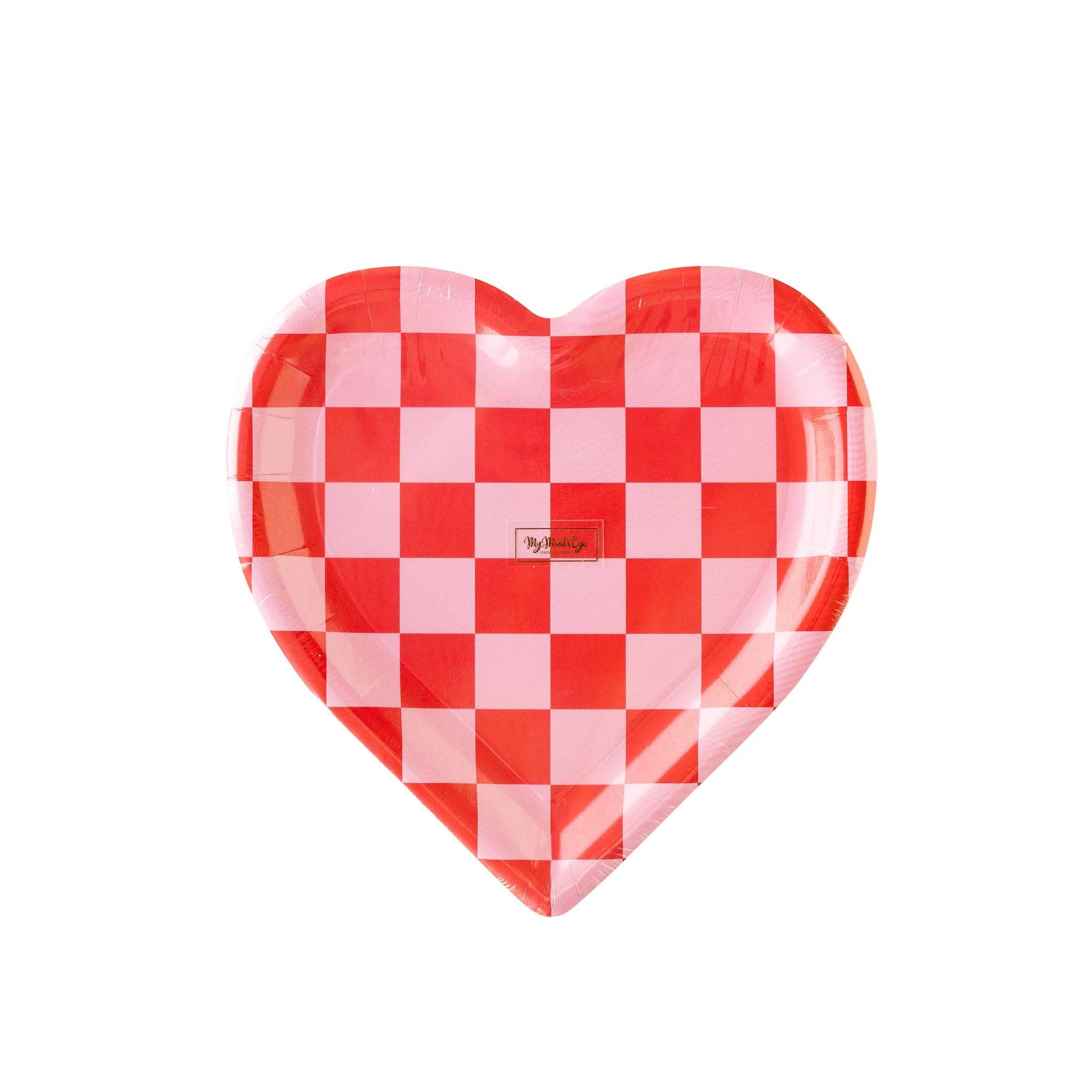 Checkered Heart Shaped Paper Plate - 8 PK