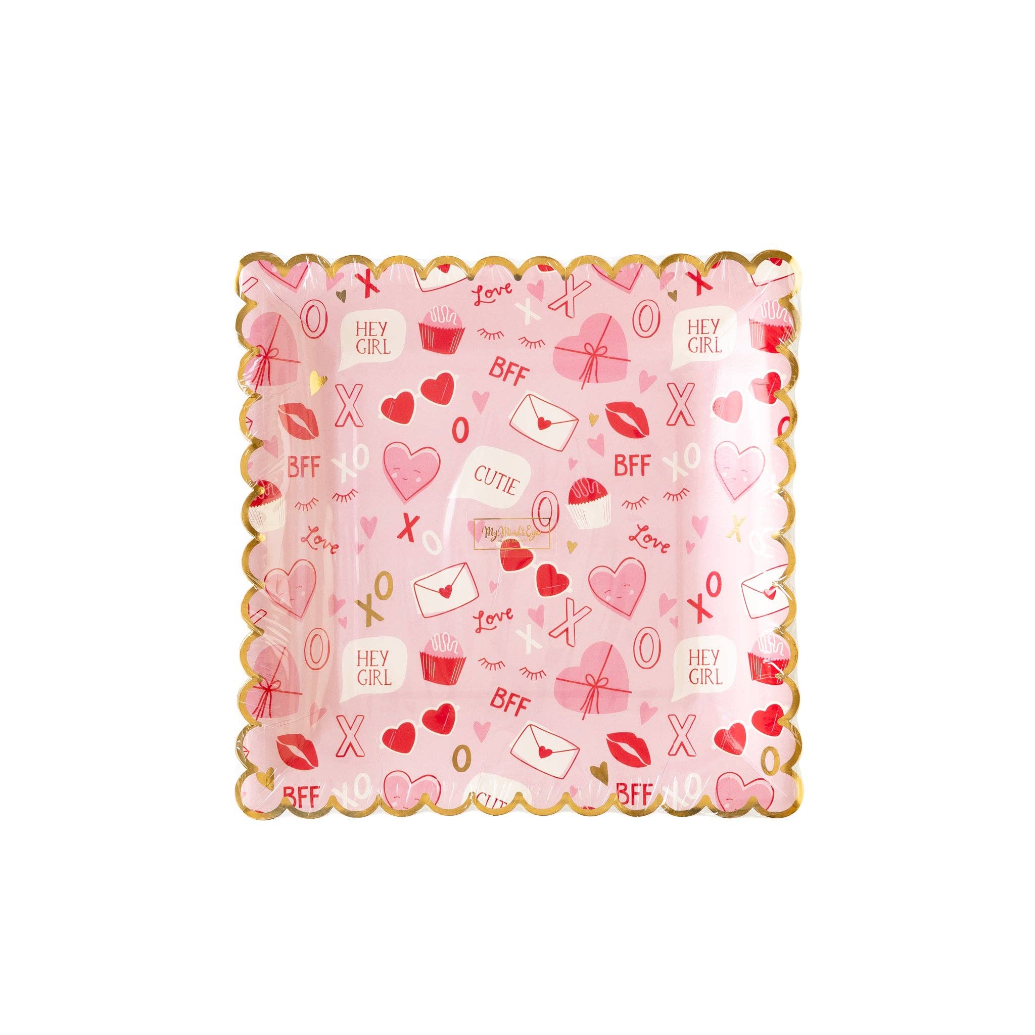 Valentine Scatter Square Paper Plate - 8 PK