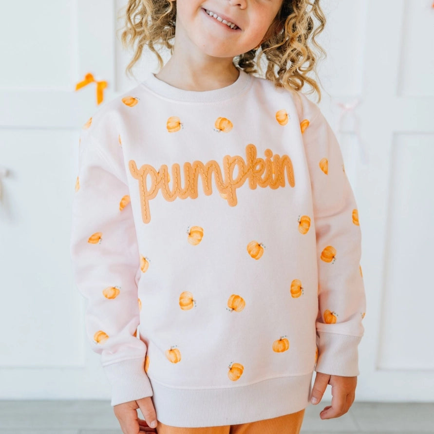 Sweet Wink Pumpkin Stitch Patch Sweatshirt