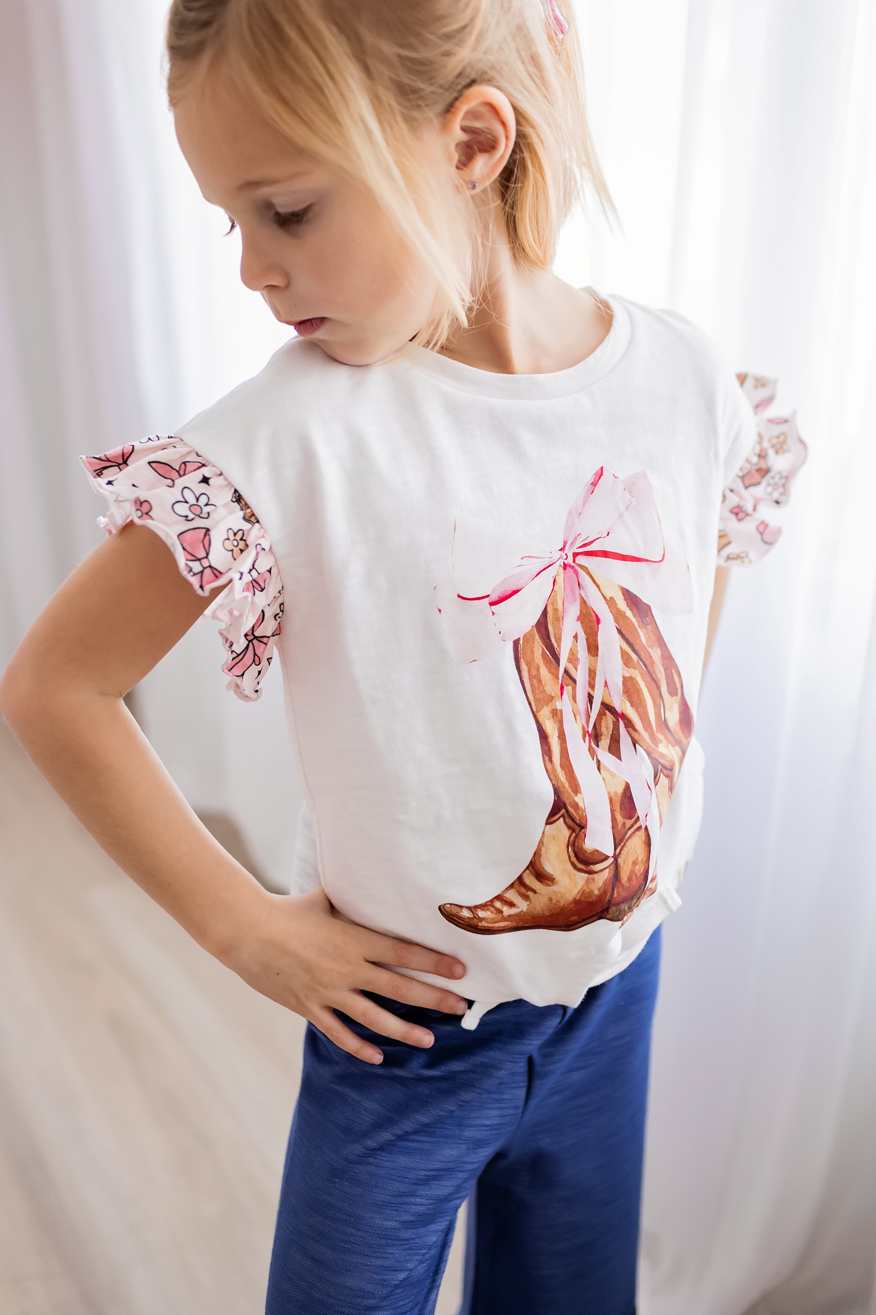 Tie Graphic Tee - Coquette Cowgirl