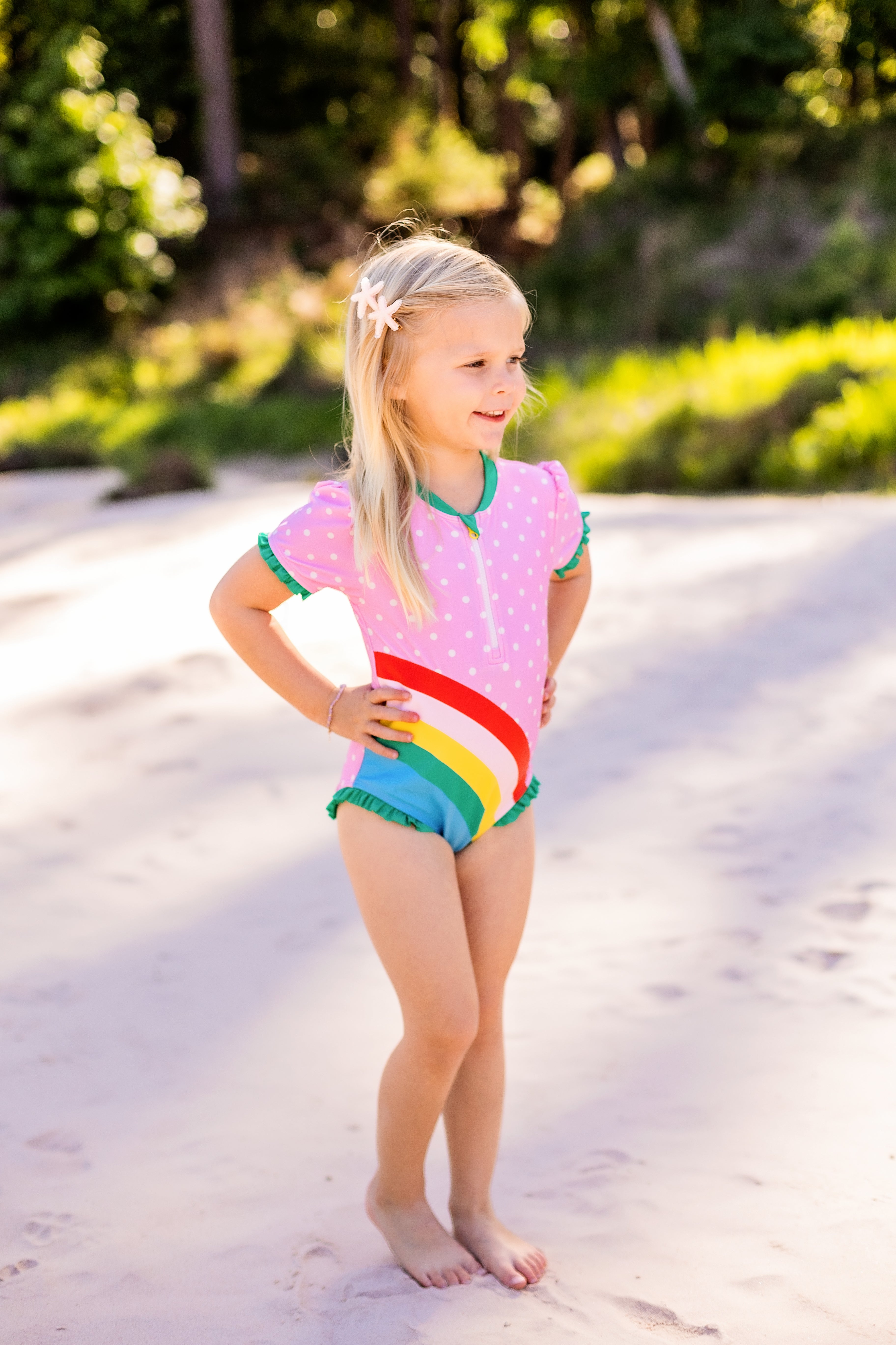 Matilda Jane Retro Rainbow Rash Guard Swimsuit Final Sale