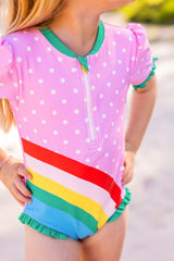 Matilda Jane Retro Rainbow Rash Guard Swimsuit