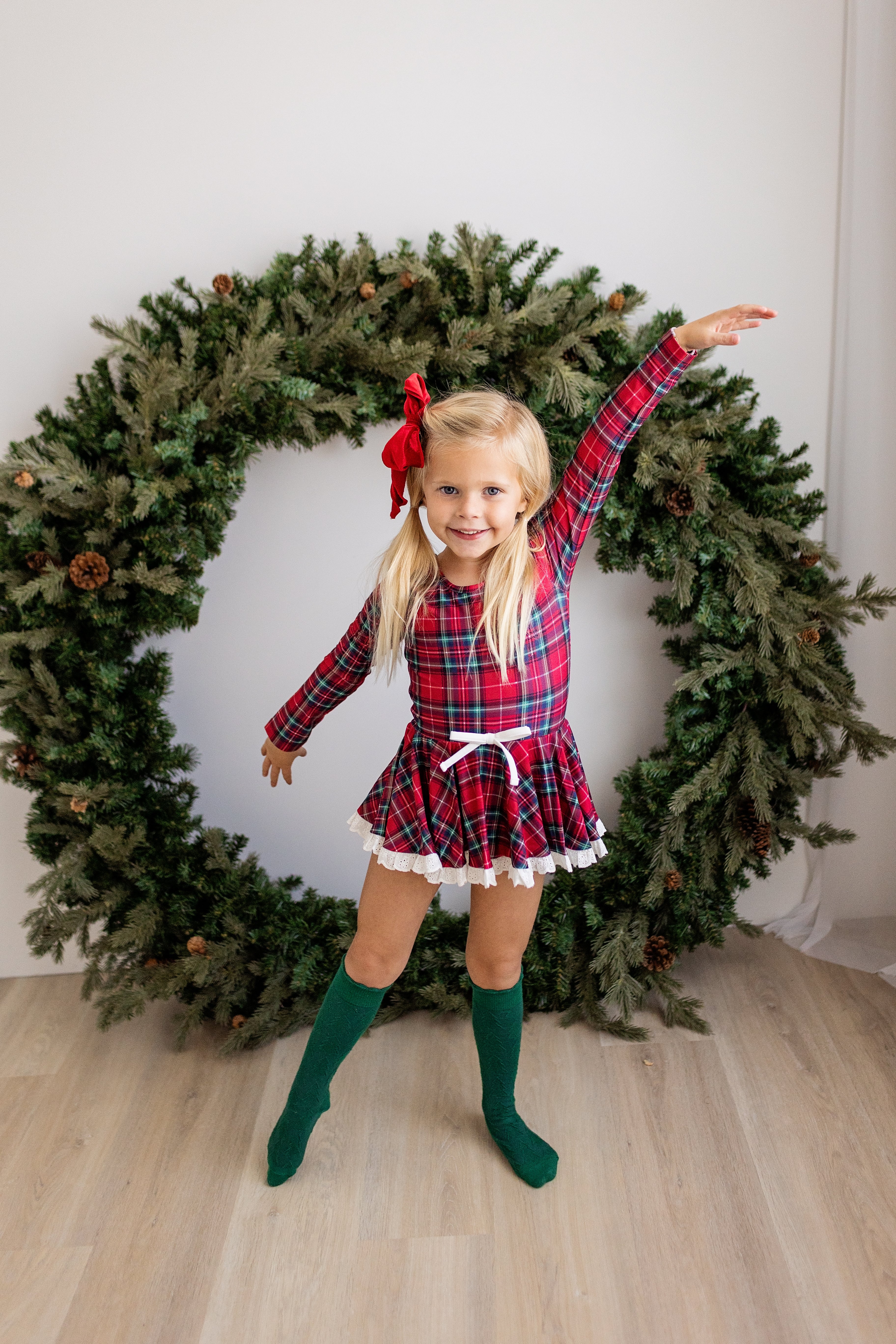 Farrah Leotard - Cranberry Tartan