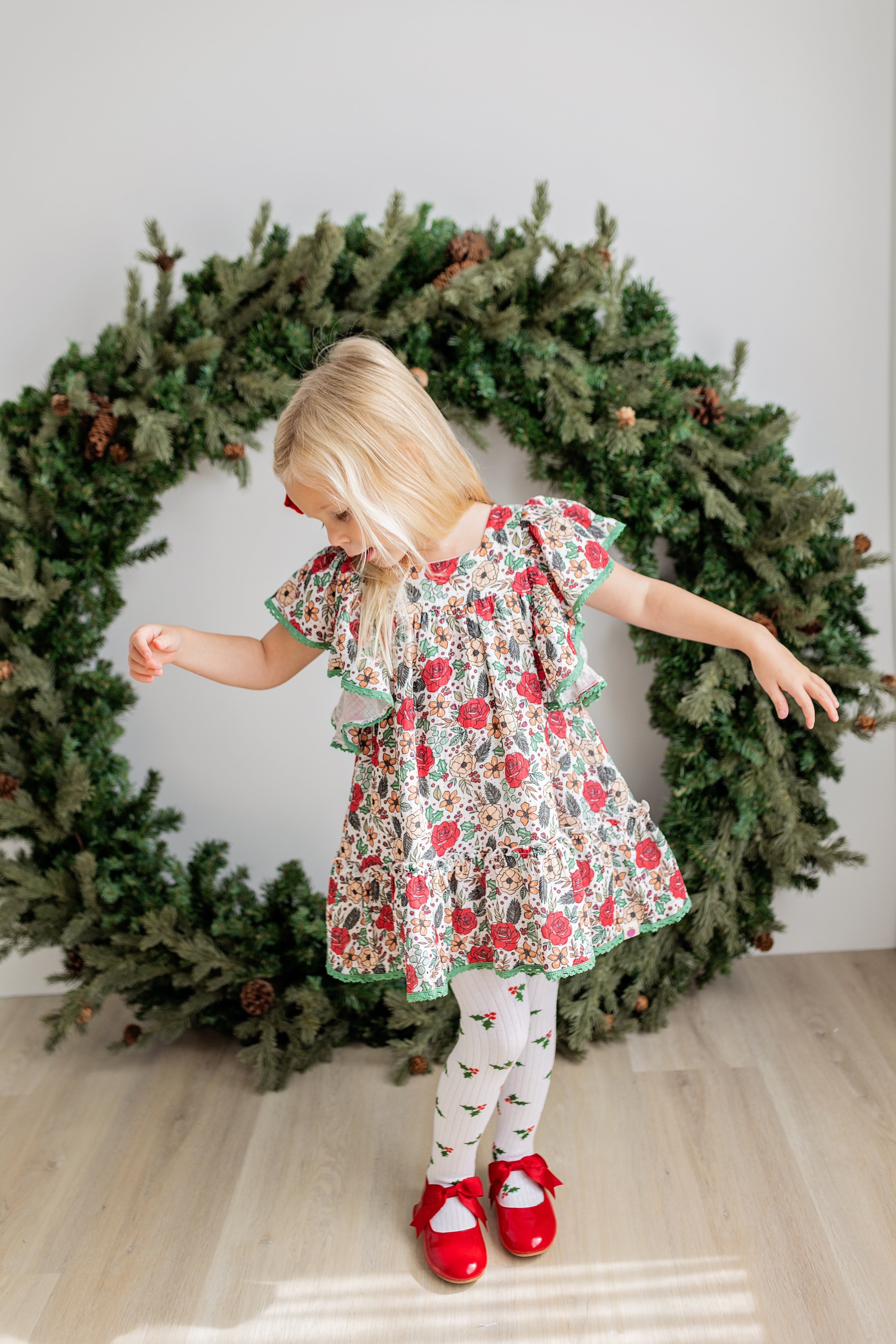 Nora Dress - Jingle Bell Blooms (Final Sale)