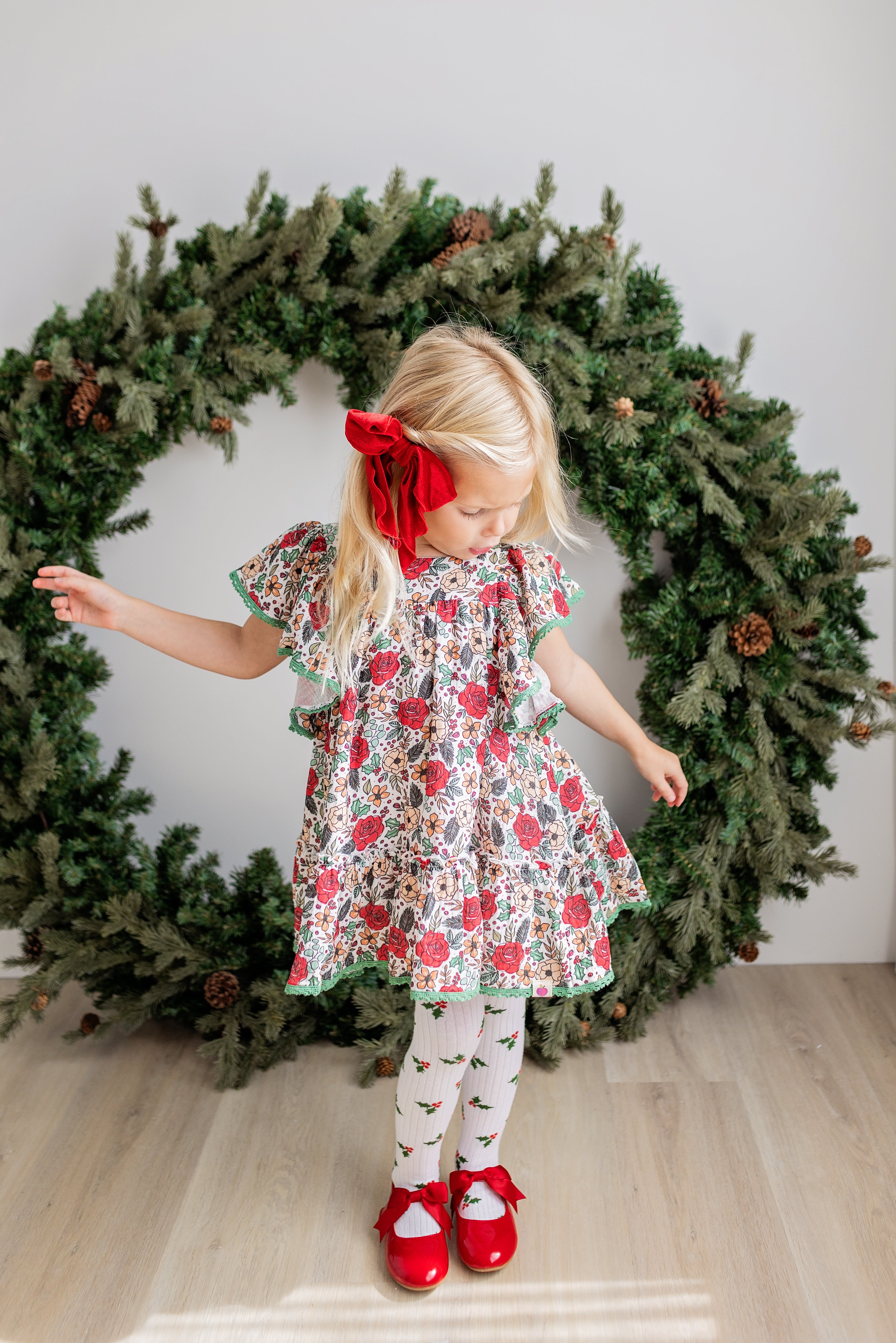 Nora Dress - Jingle Bell Blooms (Final Sale)