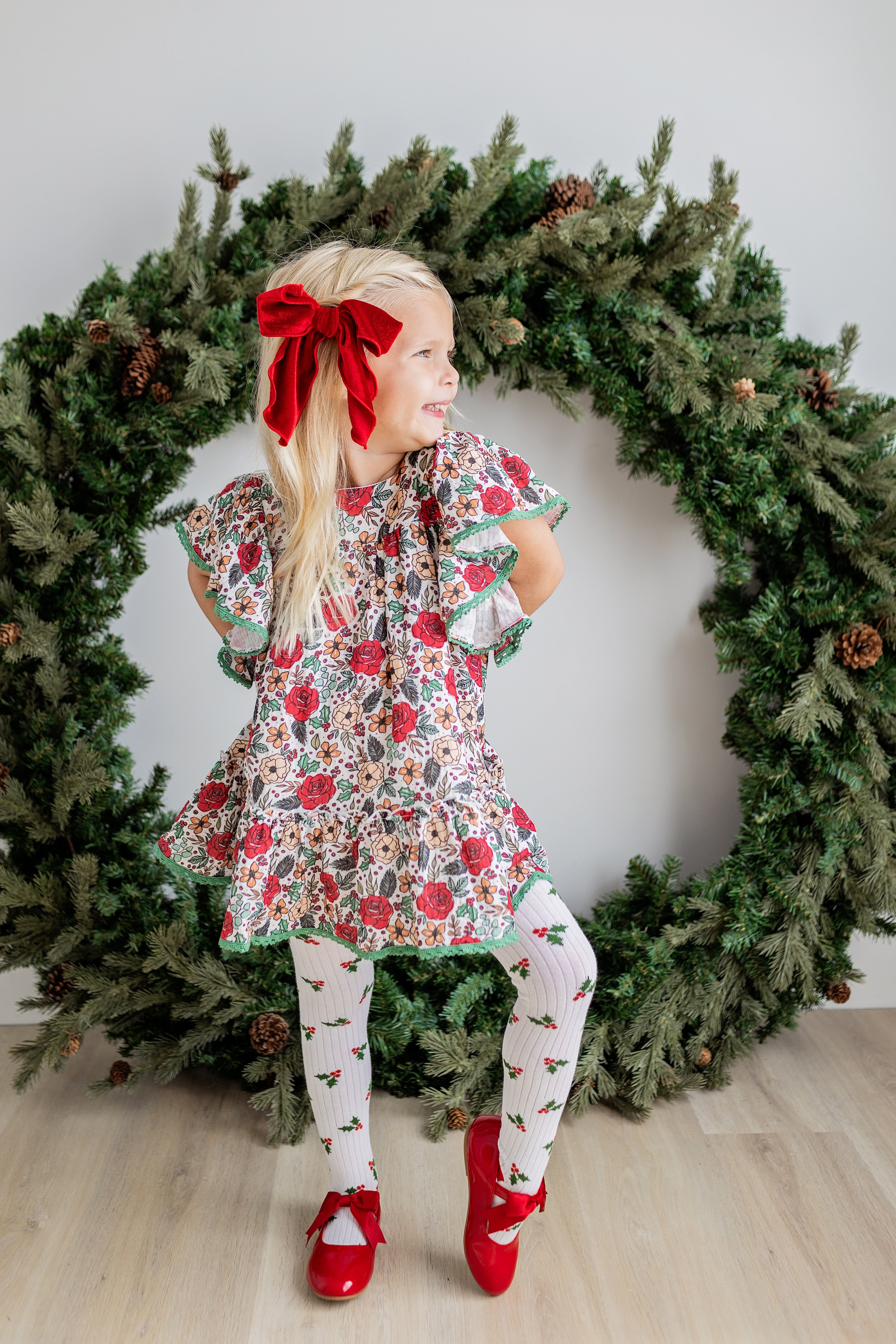 Nora Dress - Jingle Bell Blooms (Final Sale)