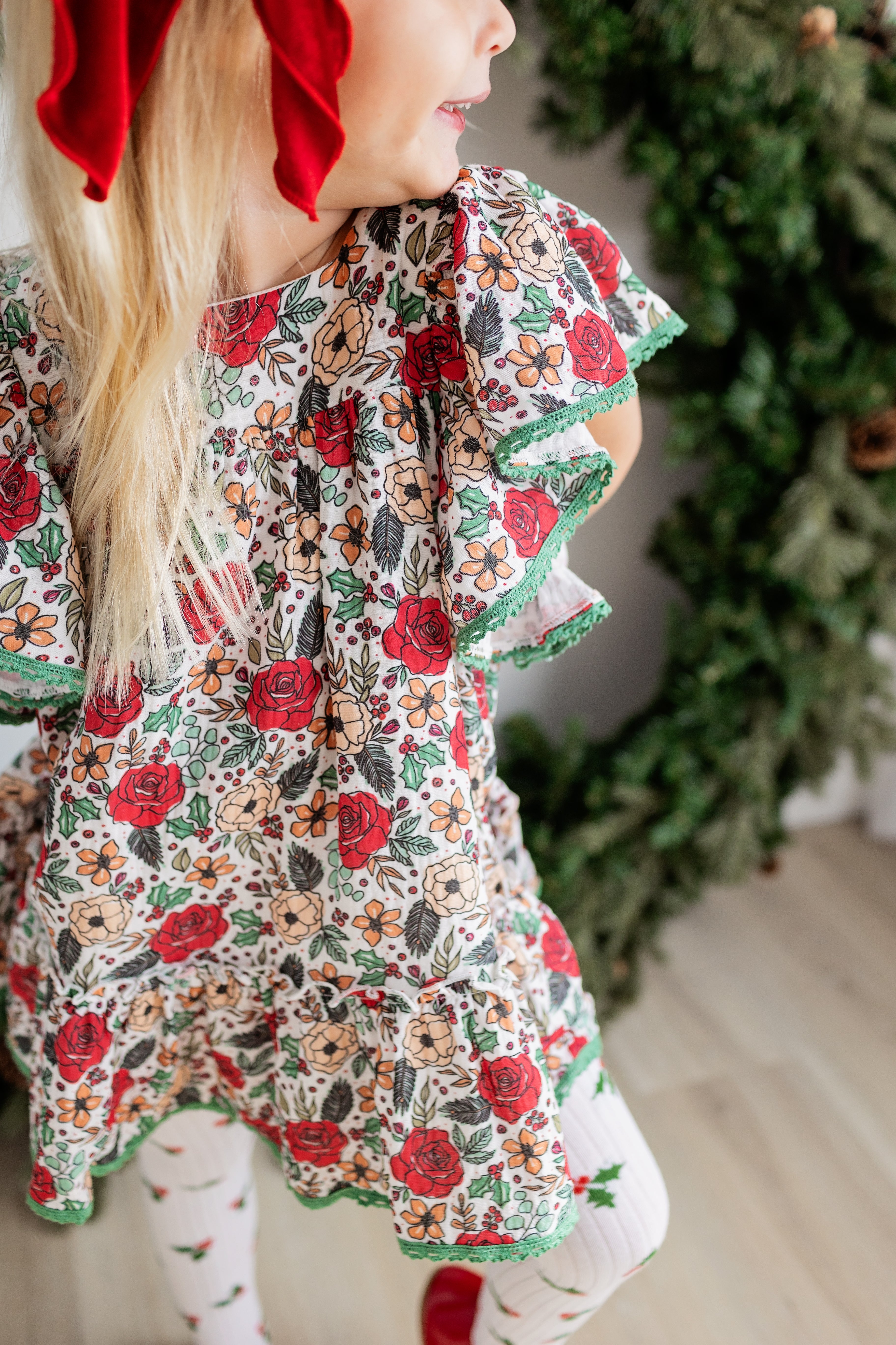 Nora Dress - Jingle Bell Blooms (Final Sale)