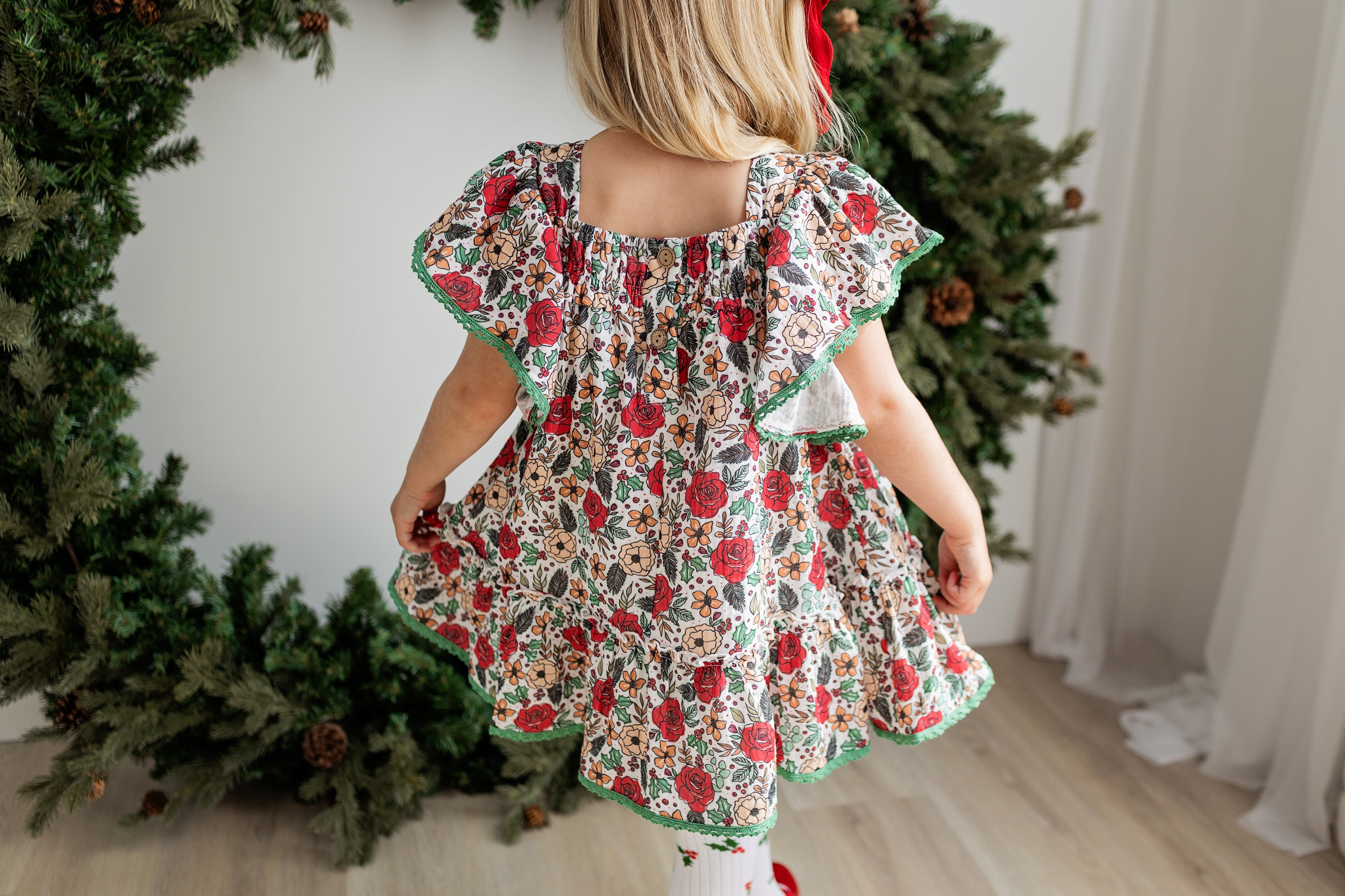 Nora Dress - Jingle Bell Blooms (Final Sale)