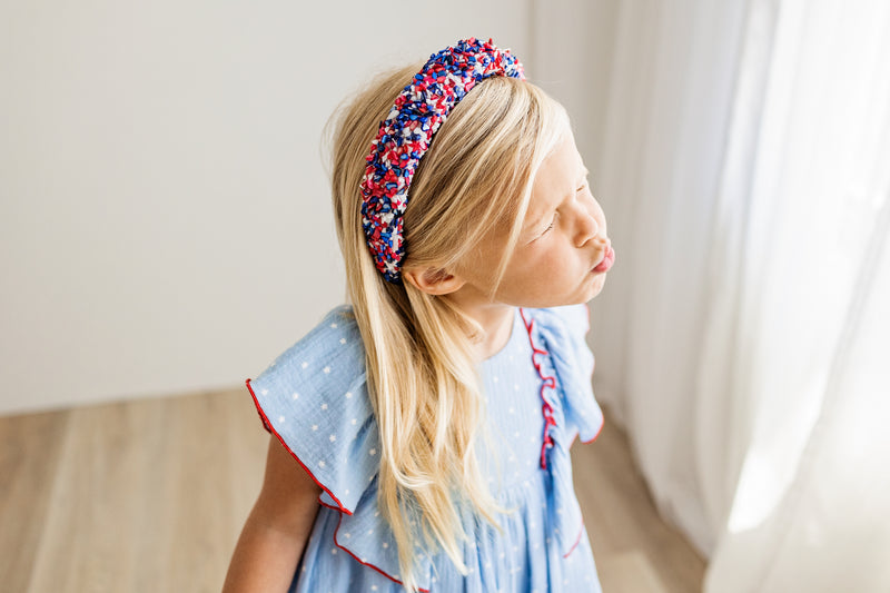 All That Glitters Headband - Red, White + Blue