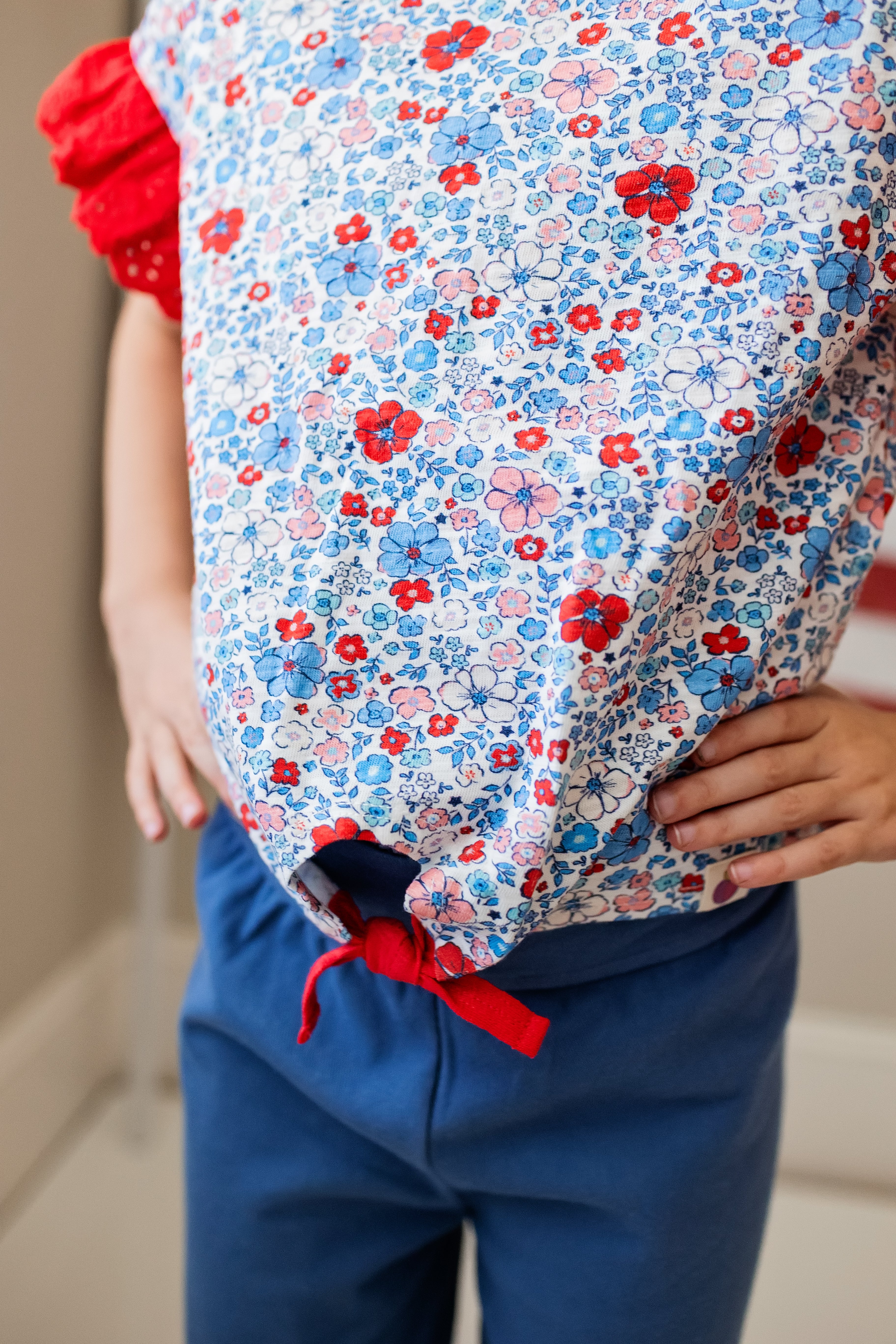 Ruffle Tie Tee - American Blossom (Pre-Order)