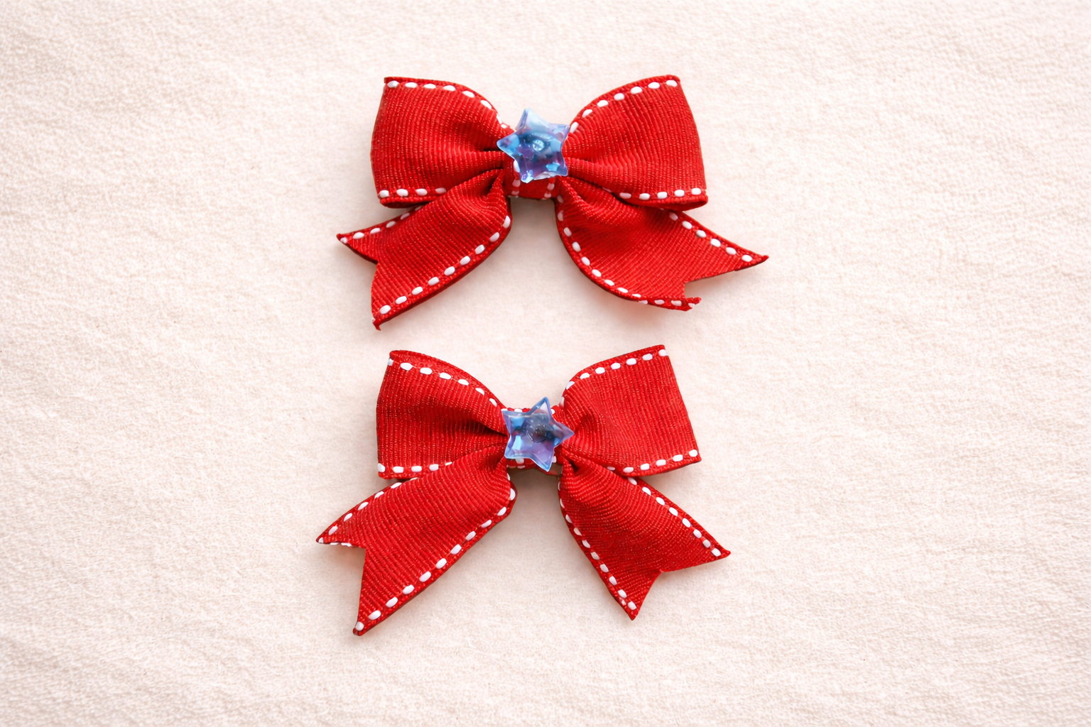 Hair Bow Clip Set - Red White and Blue
