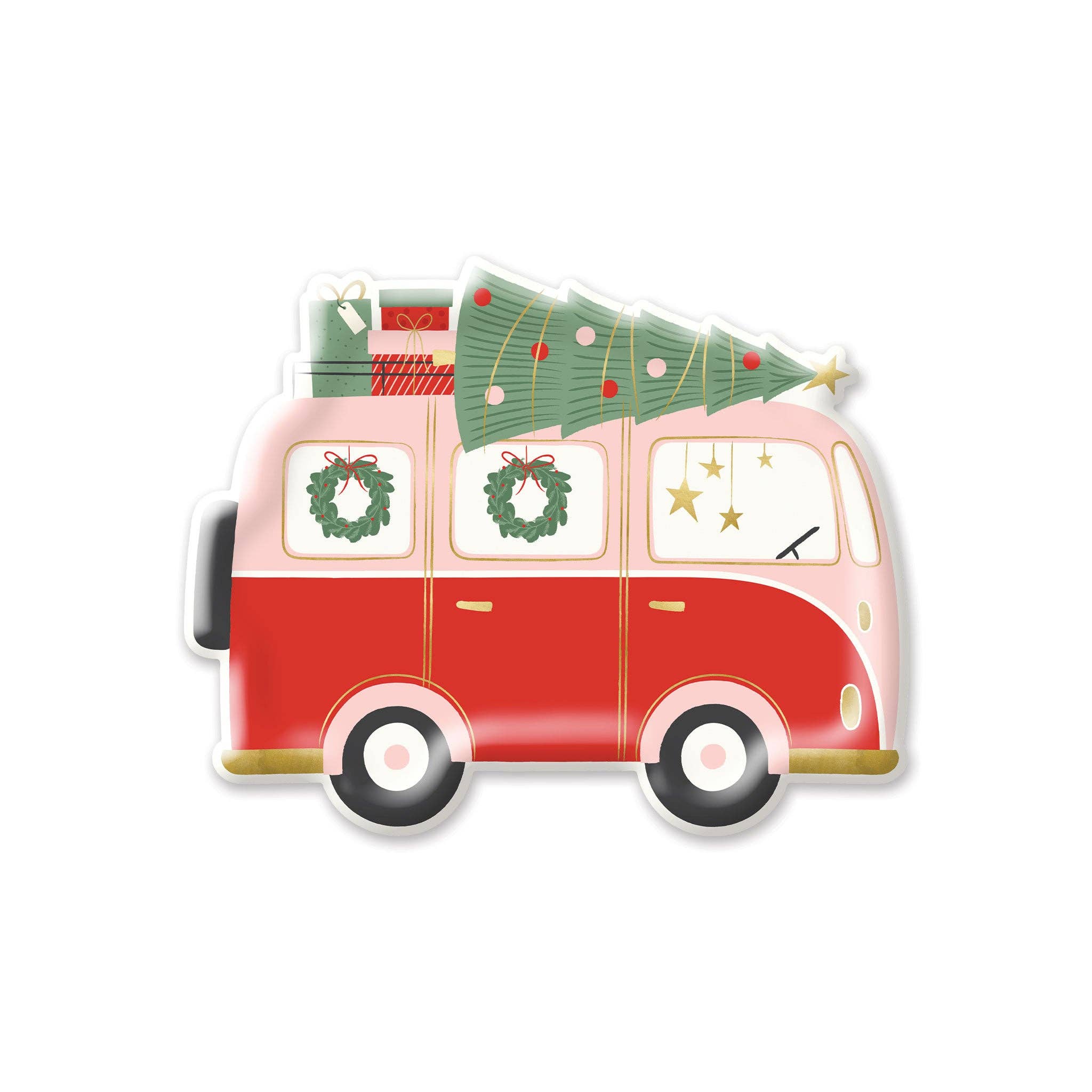 Christmas Van Shaped Paper Plate - 8 PK