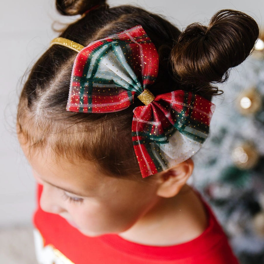 Sweet Wink Headband - Christmas Plaid