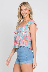 Women's Elleborn Layered Flare Floral Top | Tropical