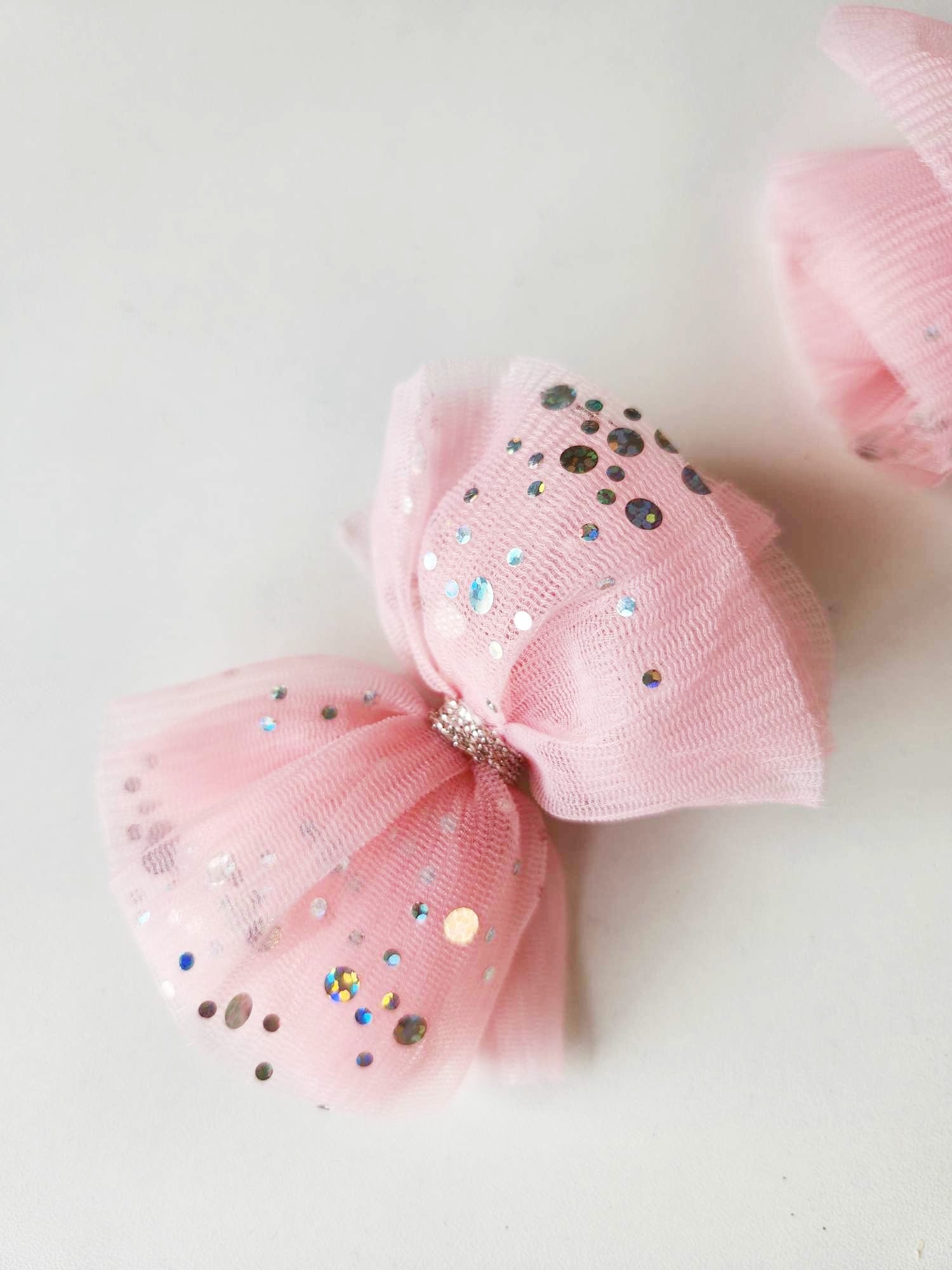 Tulle Hair Bow Set - Pink