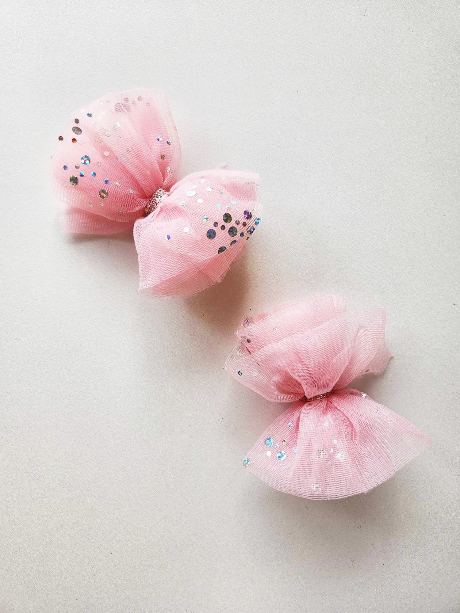 Tulle Hair Bow Set - Pink