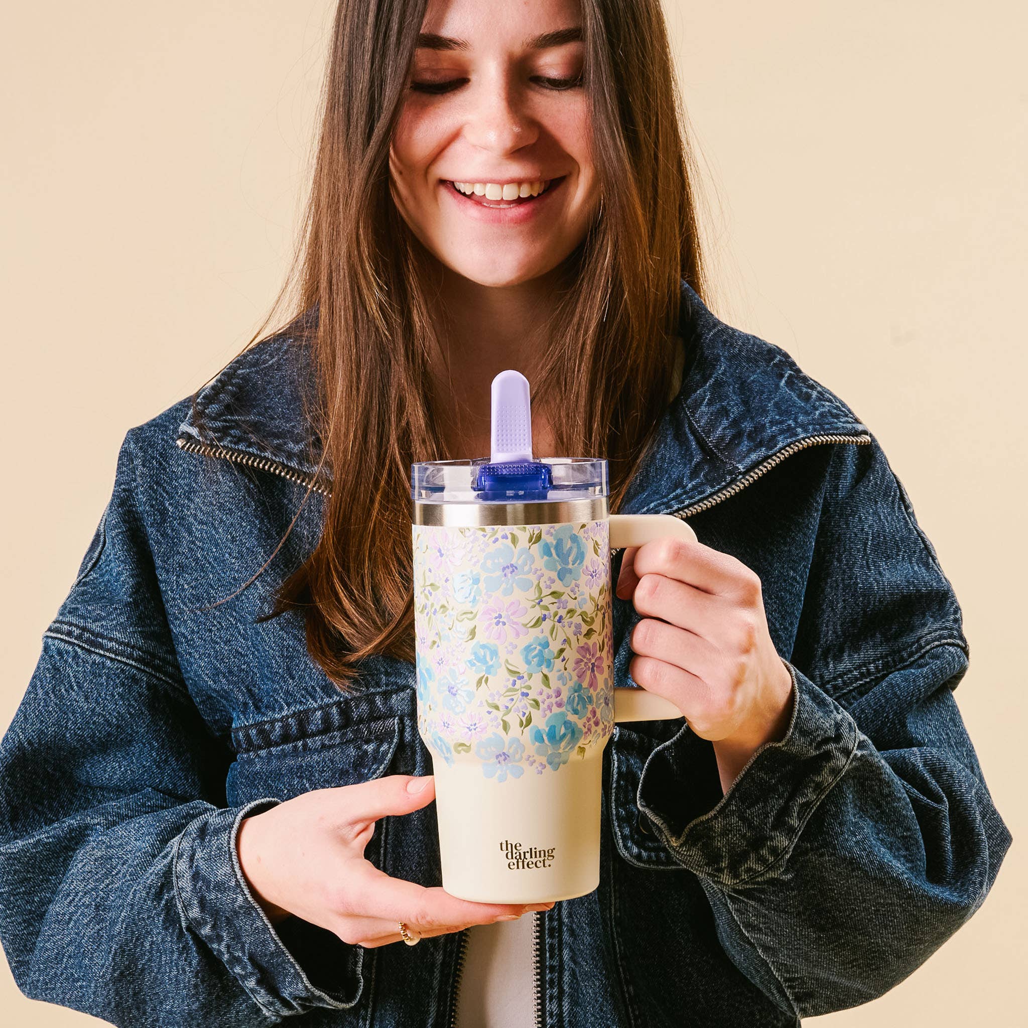 20 oz Lifestyle Flip Straw Tumbler - Secret Garden Blue