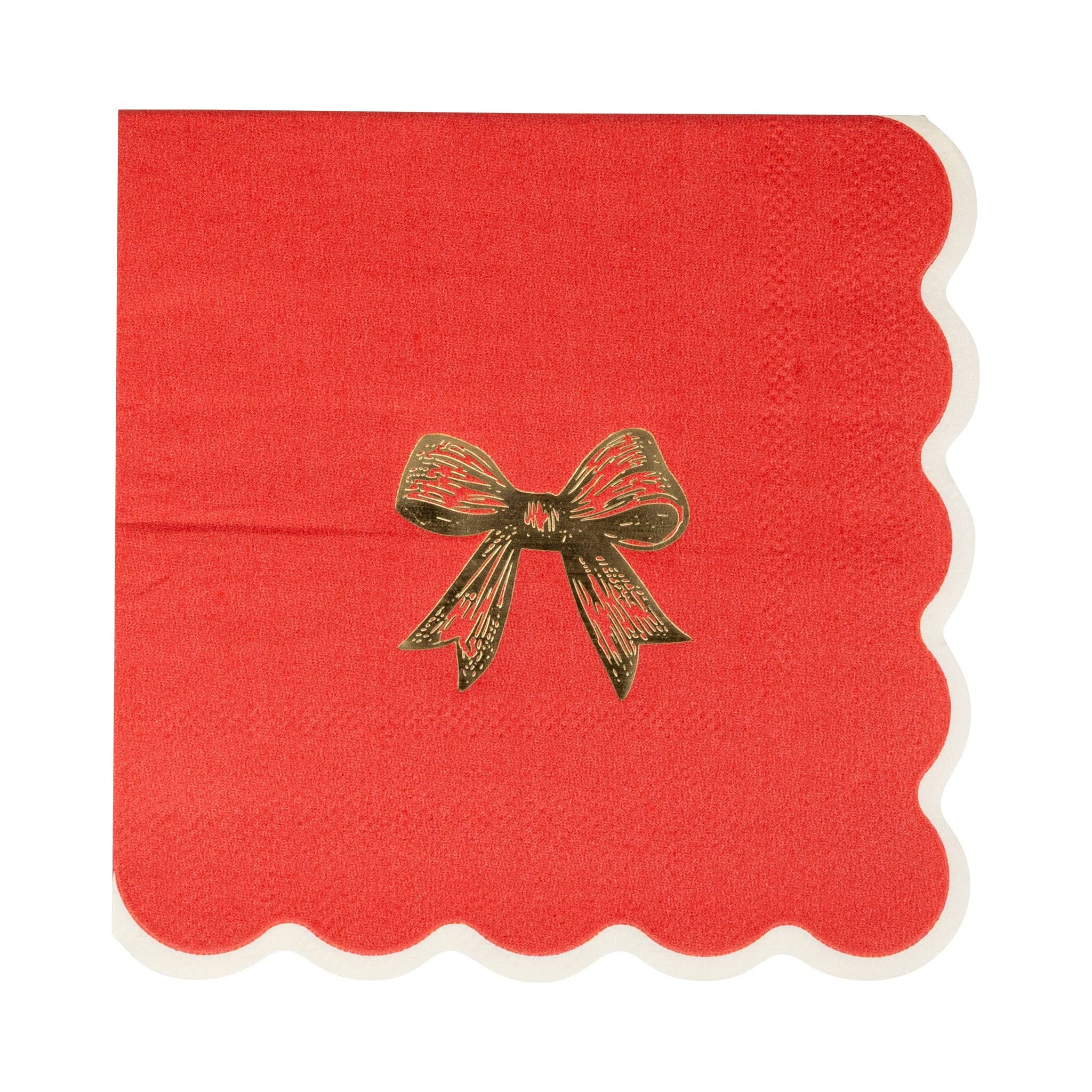 Red/Gold Bow Cocktail Napkin 18 PK