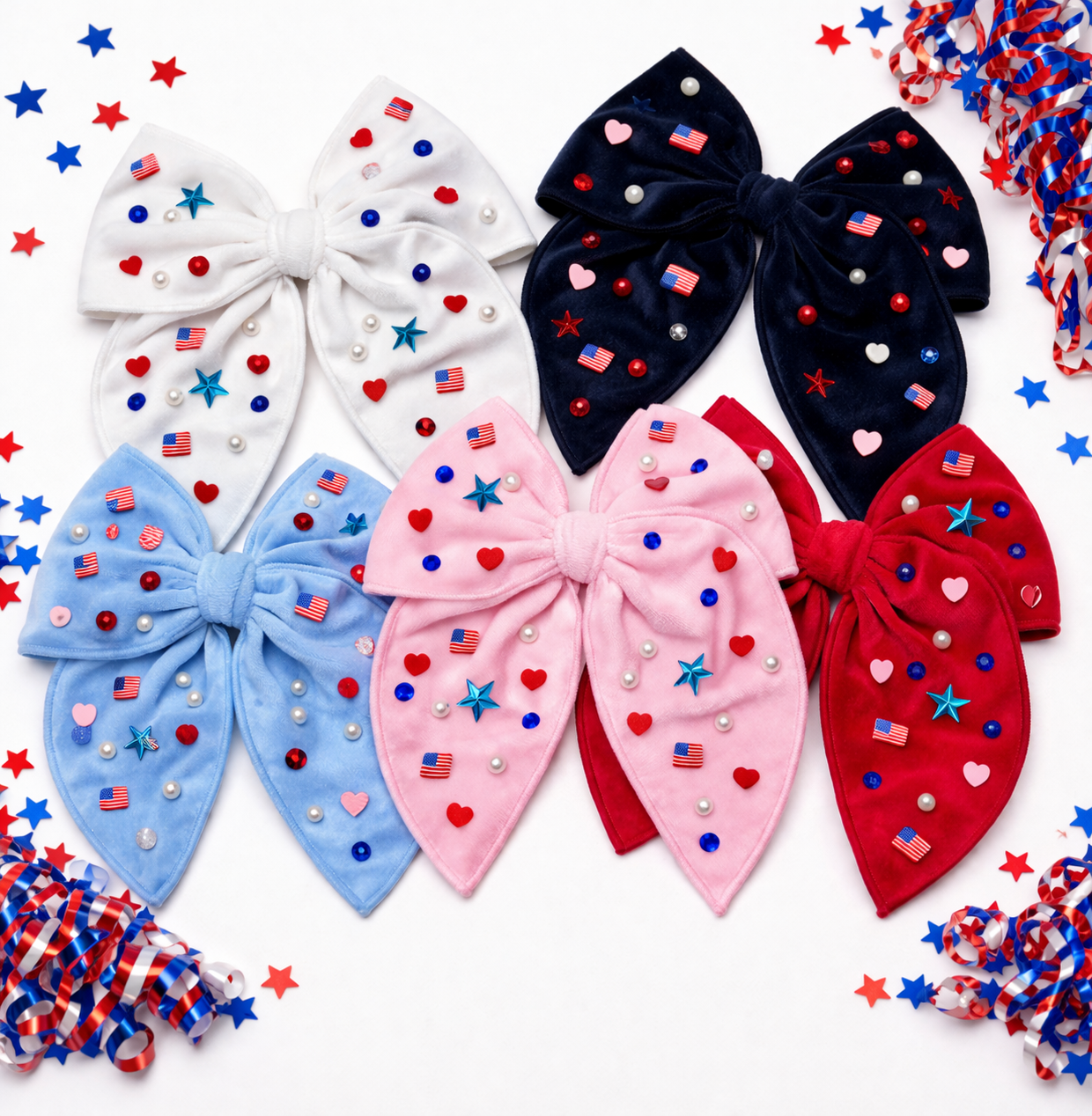 USA Hooray Hair Bow - (Multiple Colors)