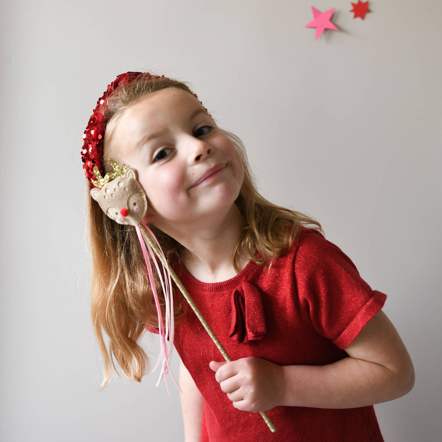 Sequin Velvet Headband - Red