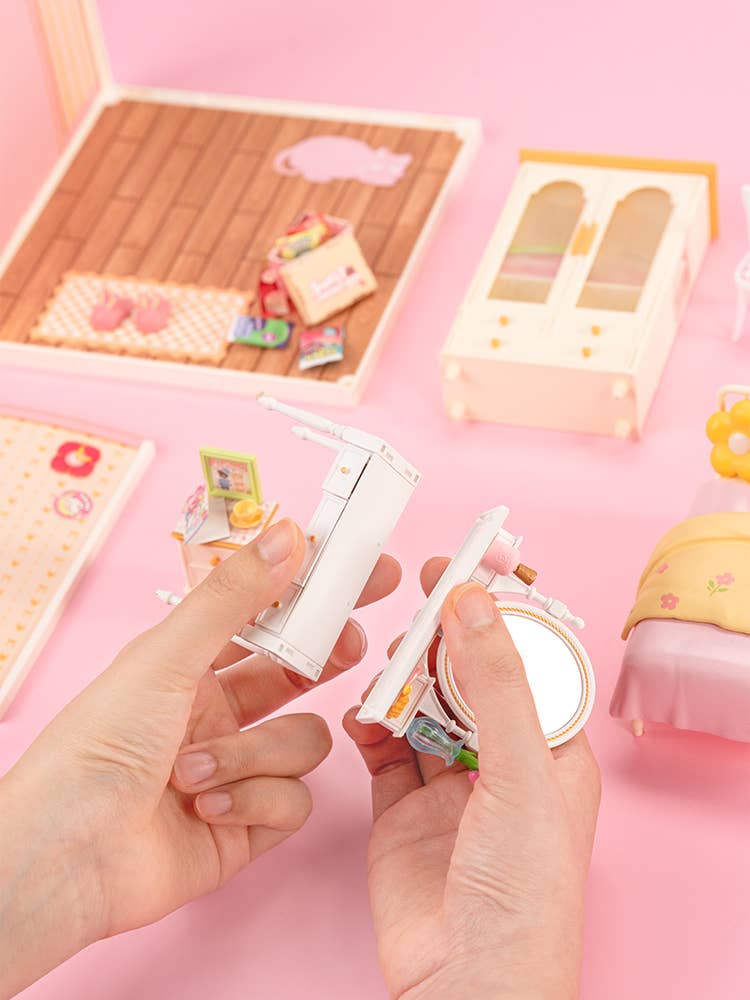 DW016 Rolife Lovely Pink Bedroom DIY Miniature House