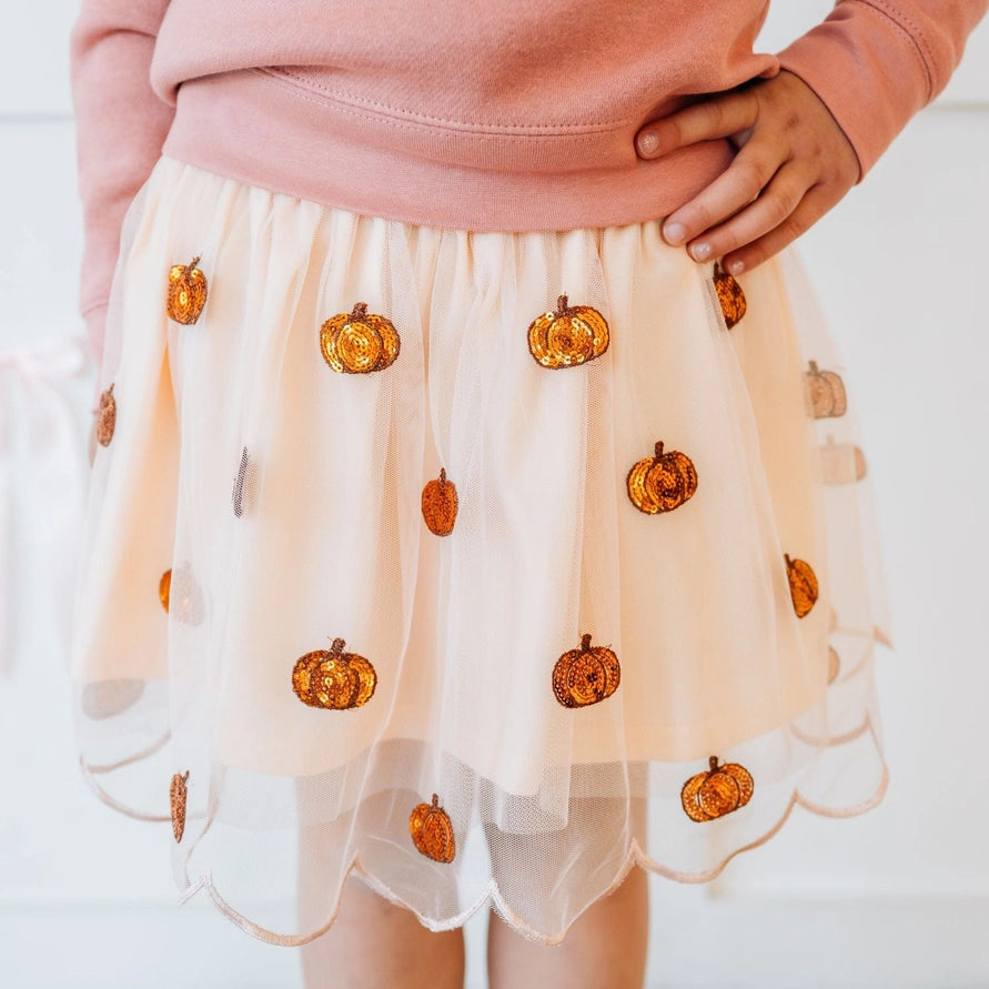 Sweet Wink Pumpkin Sequin Scallop Tutu