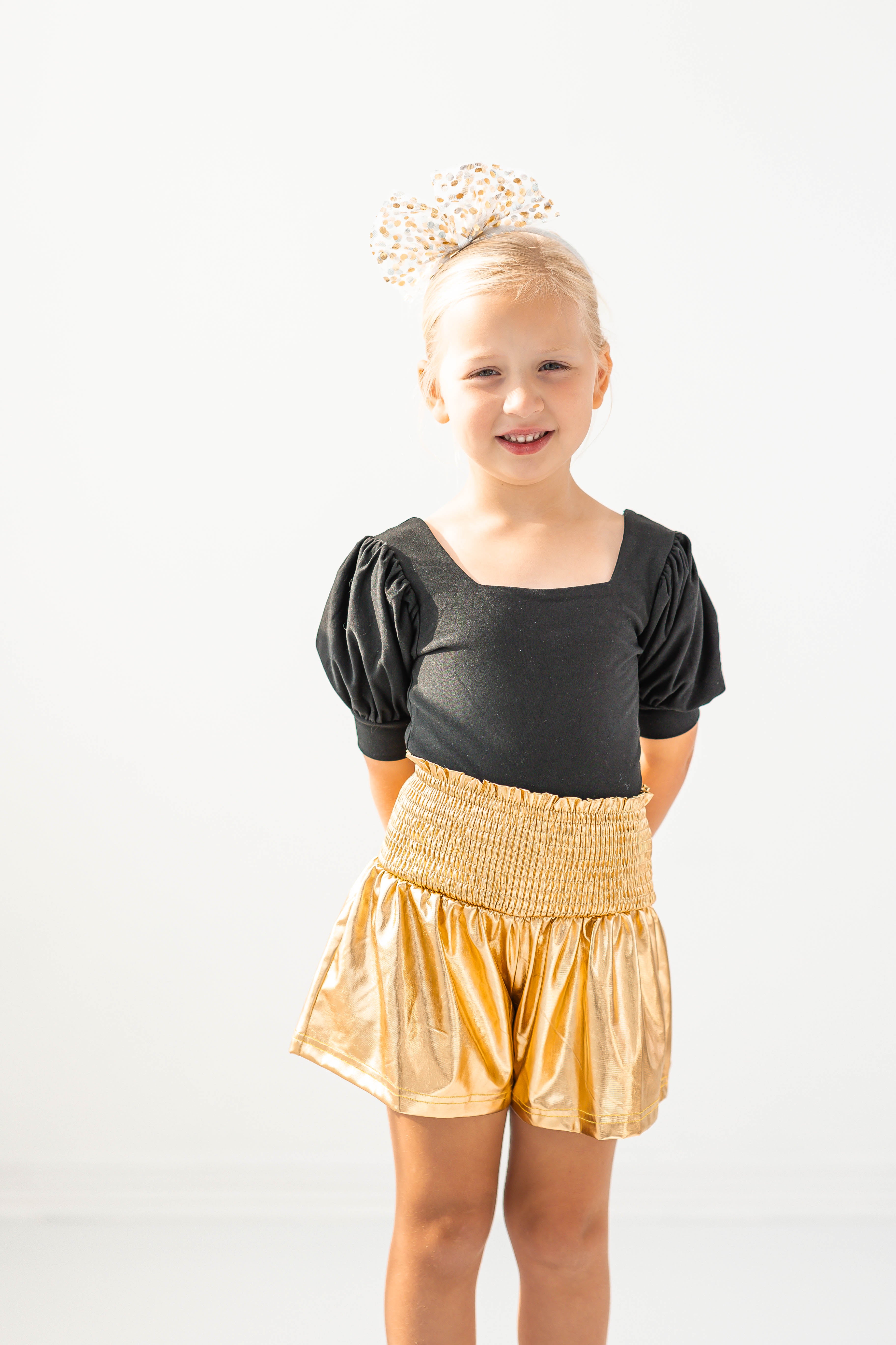 Flowy Metallic Shorts - Golden Glow