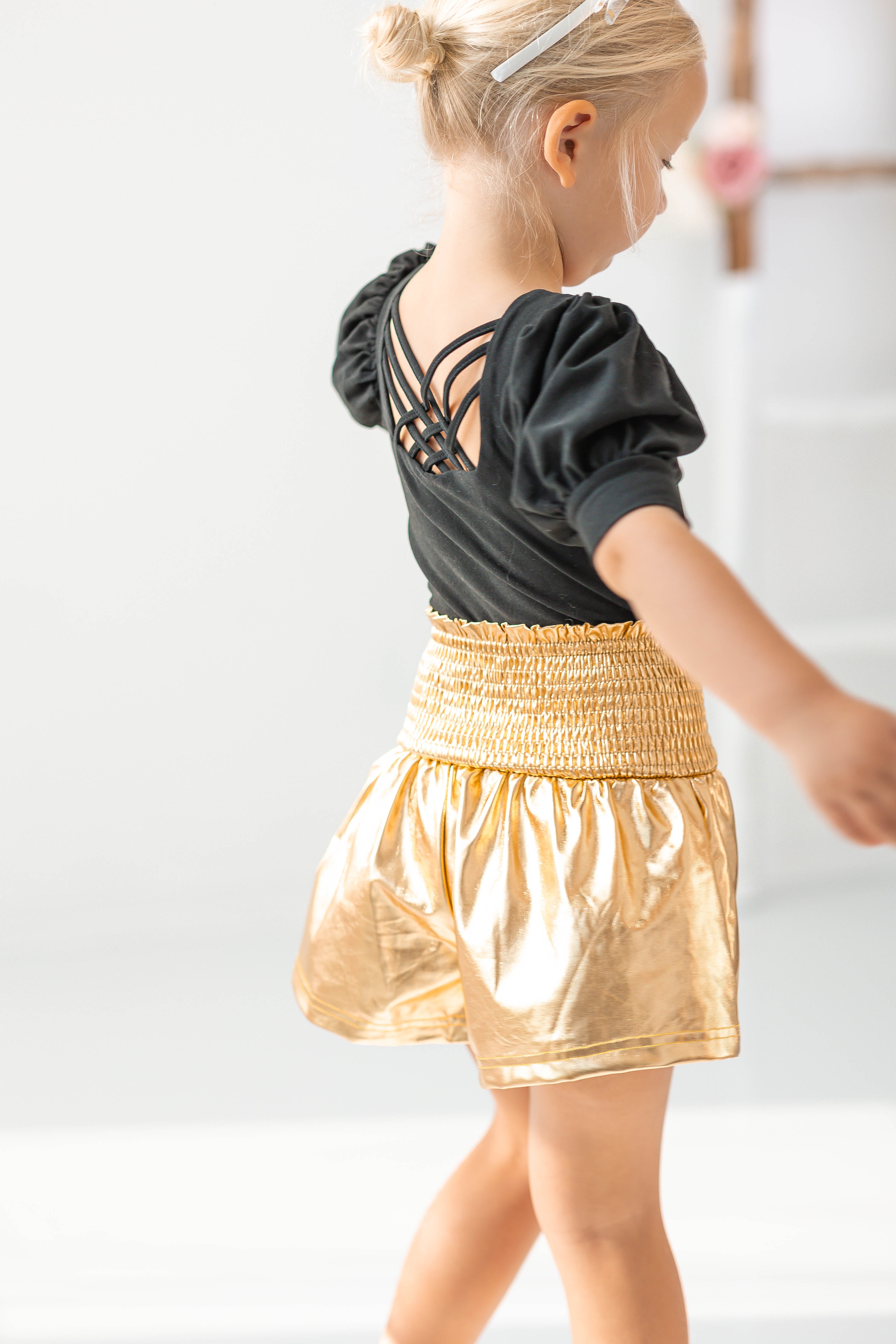 Flowy Metallic Shorts - Golden Glow