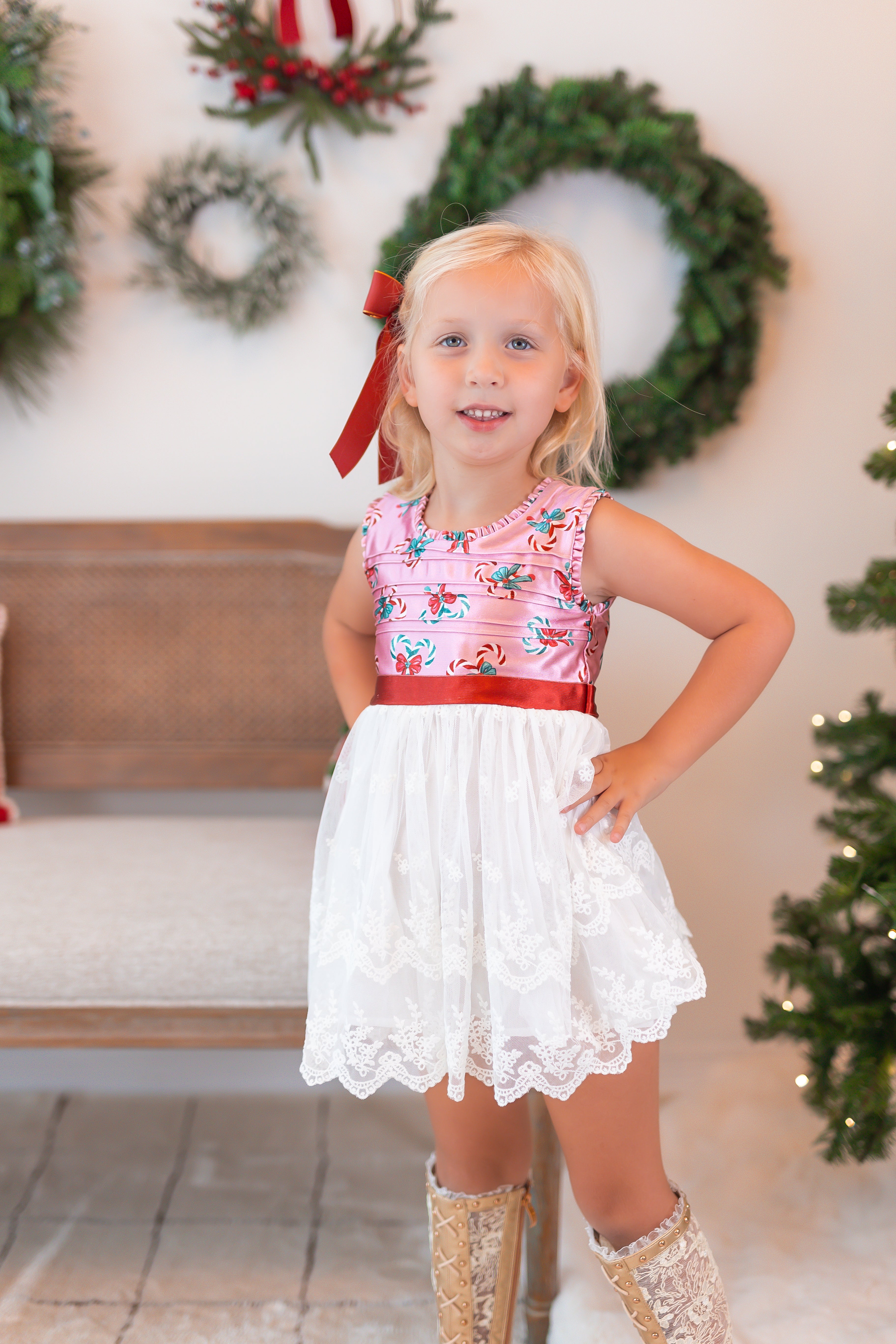 Ava Dress - Pink Peppermint Charm