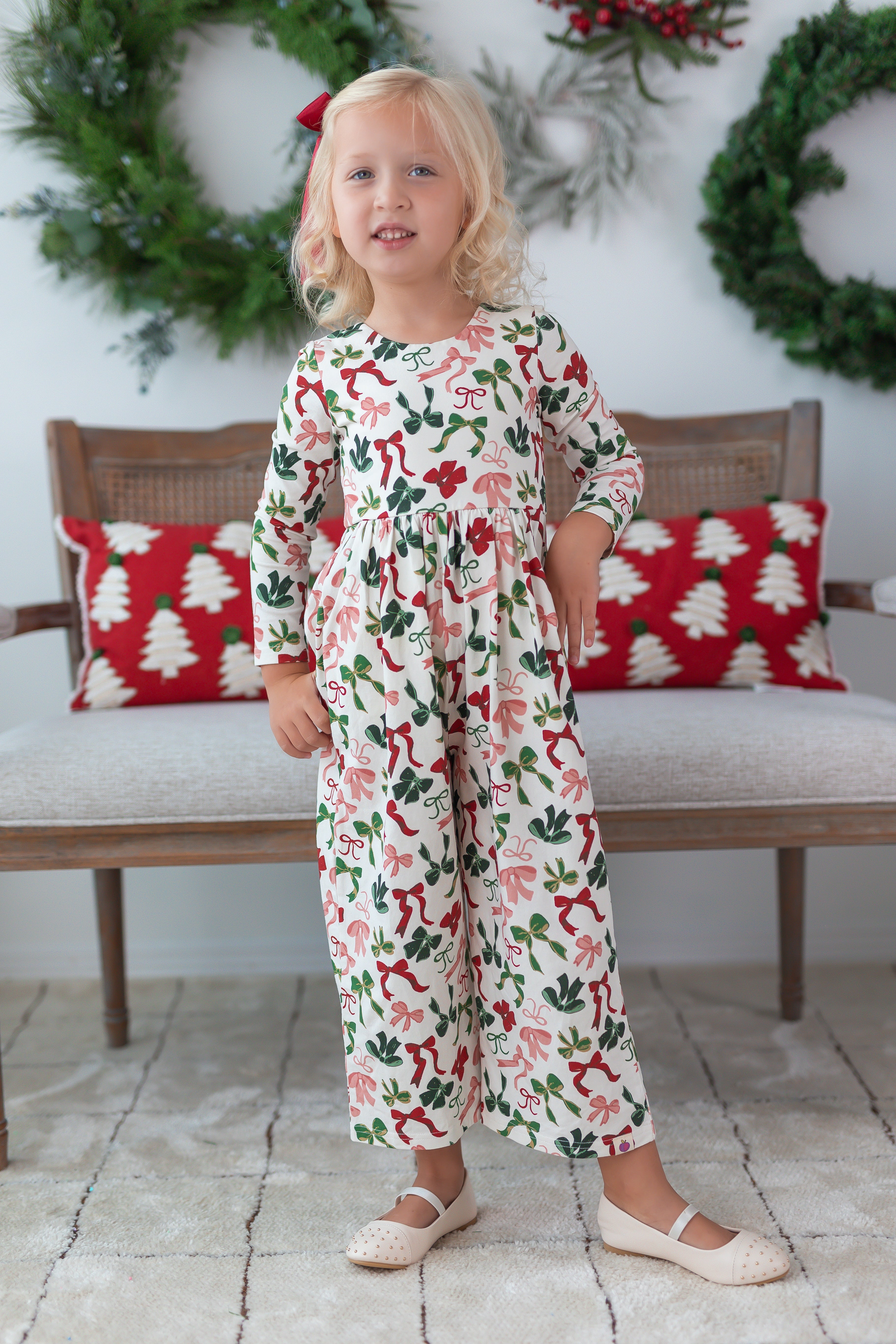 Ivy Romper - Merry Bows (PRE-ORDER)