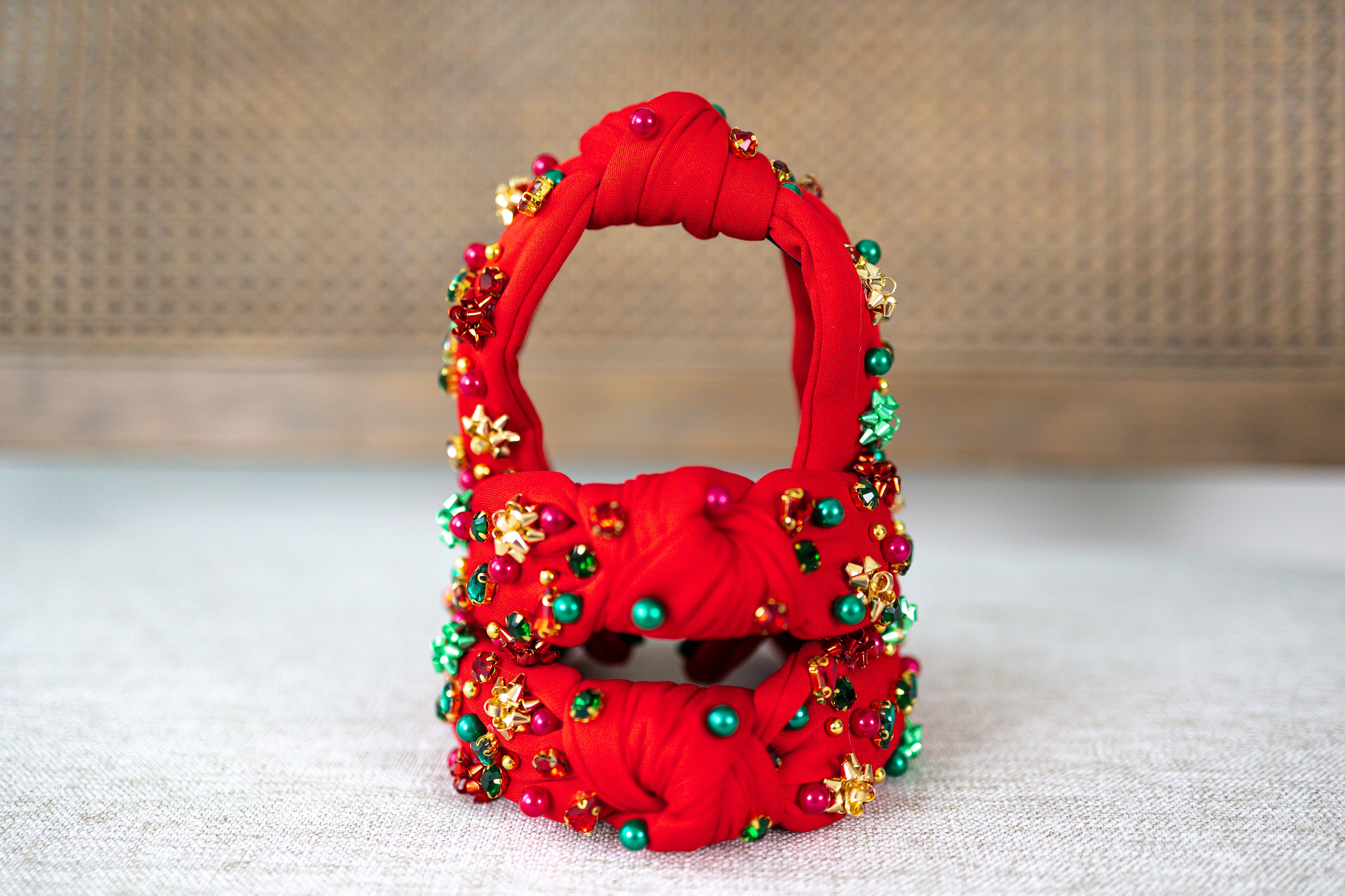 Beaded Headband - Wrapped in Red